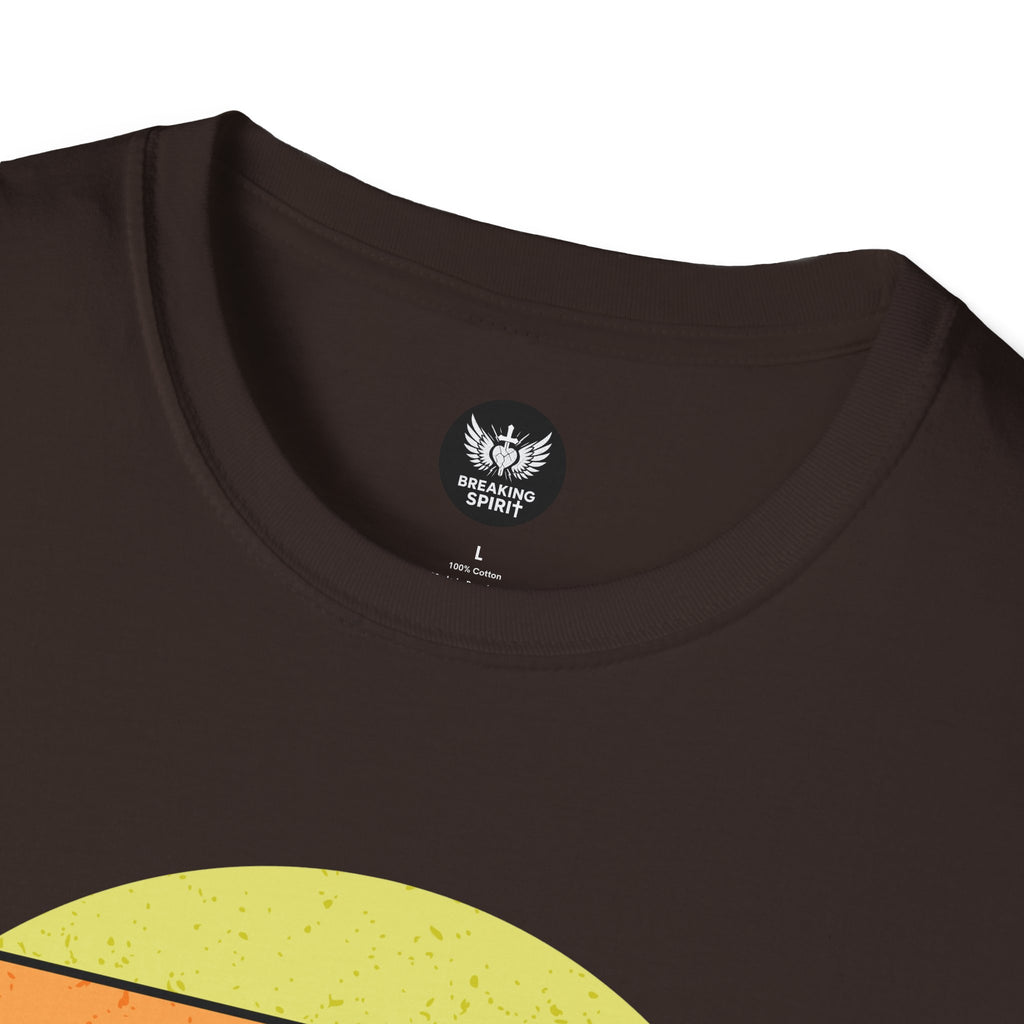 Jesus Saves Tee — Retro Sunset Cross Silhouette Christian T-Shirt
