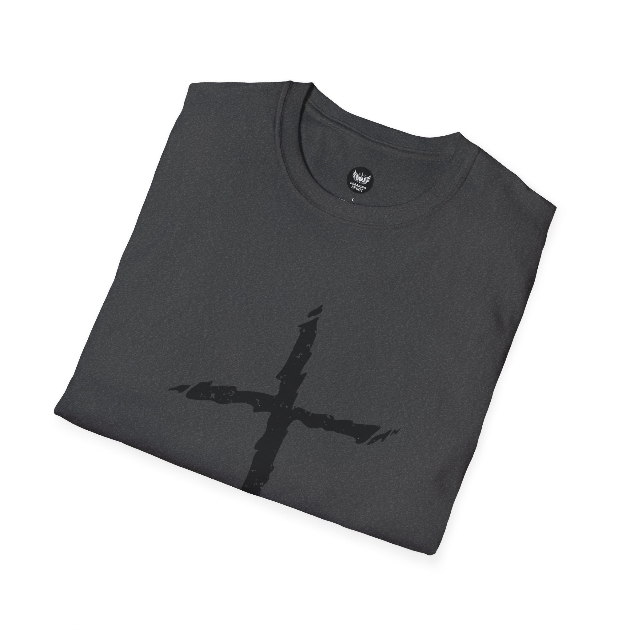 Camiseta Cruzada Pincelada Cristiana — Camiseta Gráfica de Fe Minimalista