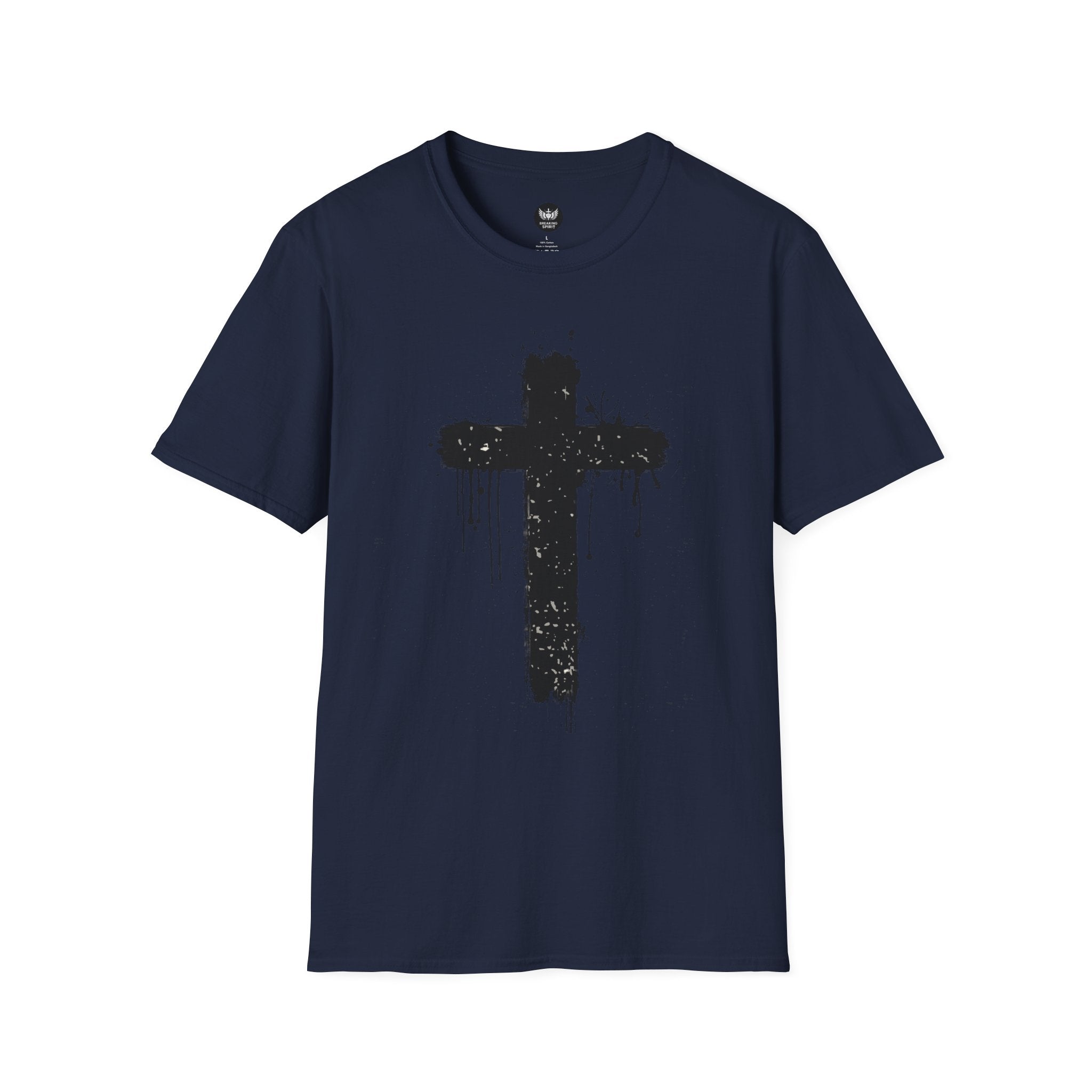 Camiseta con Cruz de Pincel Grunge — Camiseta Cristiana Desgastada