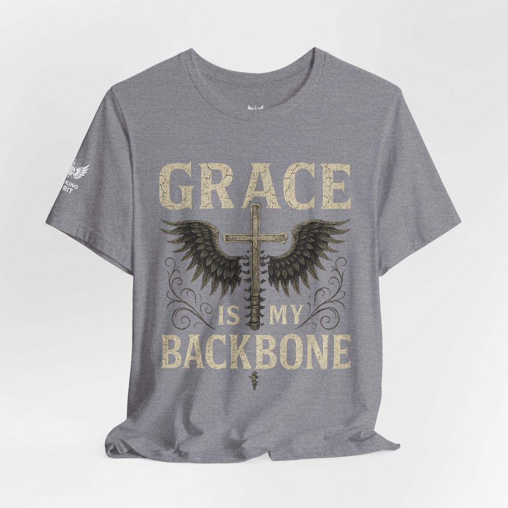 Camiseta "La gracia es mi soporte" | Camiseta de fe cristiana, Cruz vertical desgastada