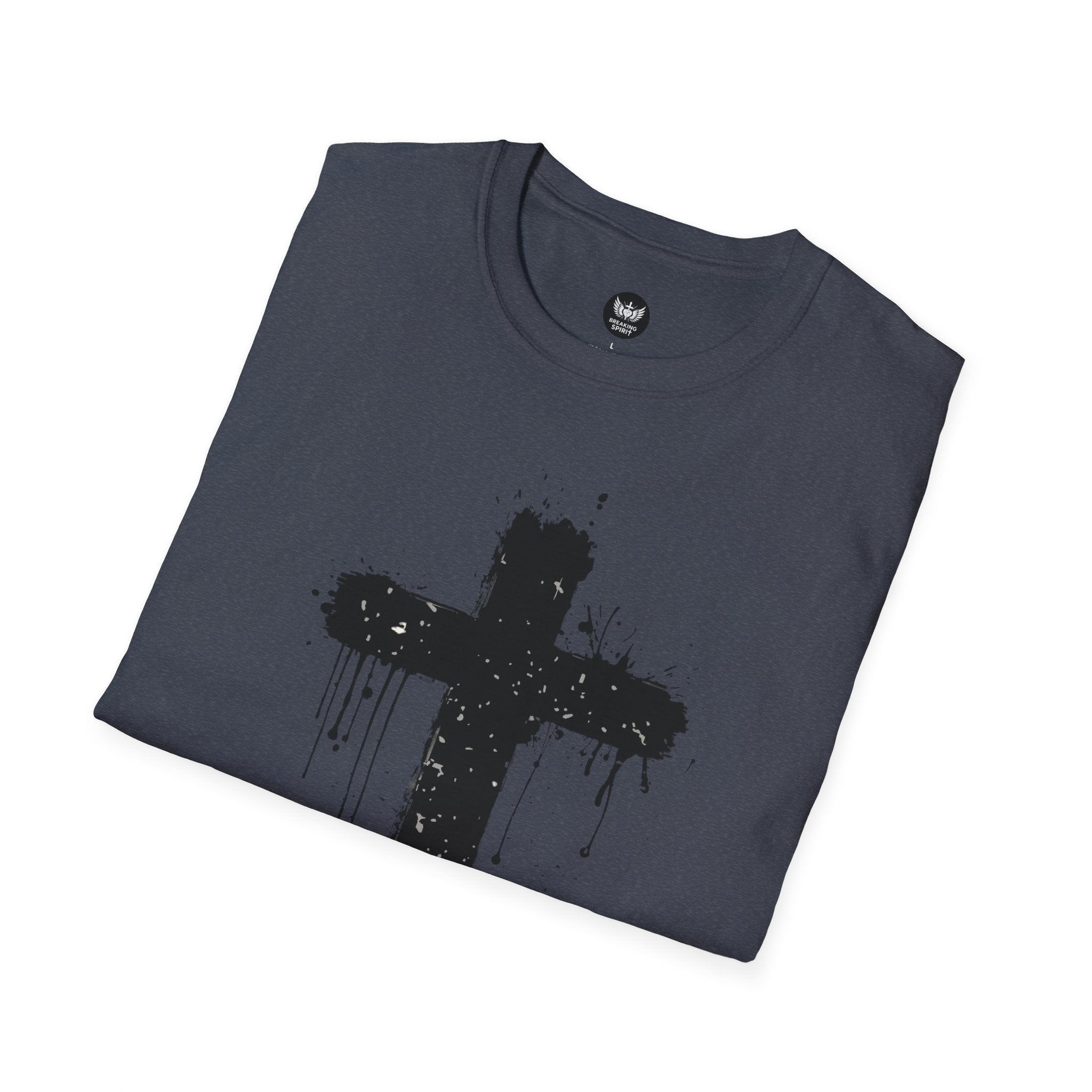 Camiseta con Cruz de Pincel Grunge — Camiseta Cristiana Desgastada