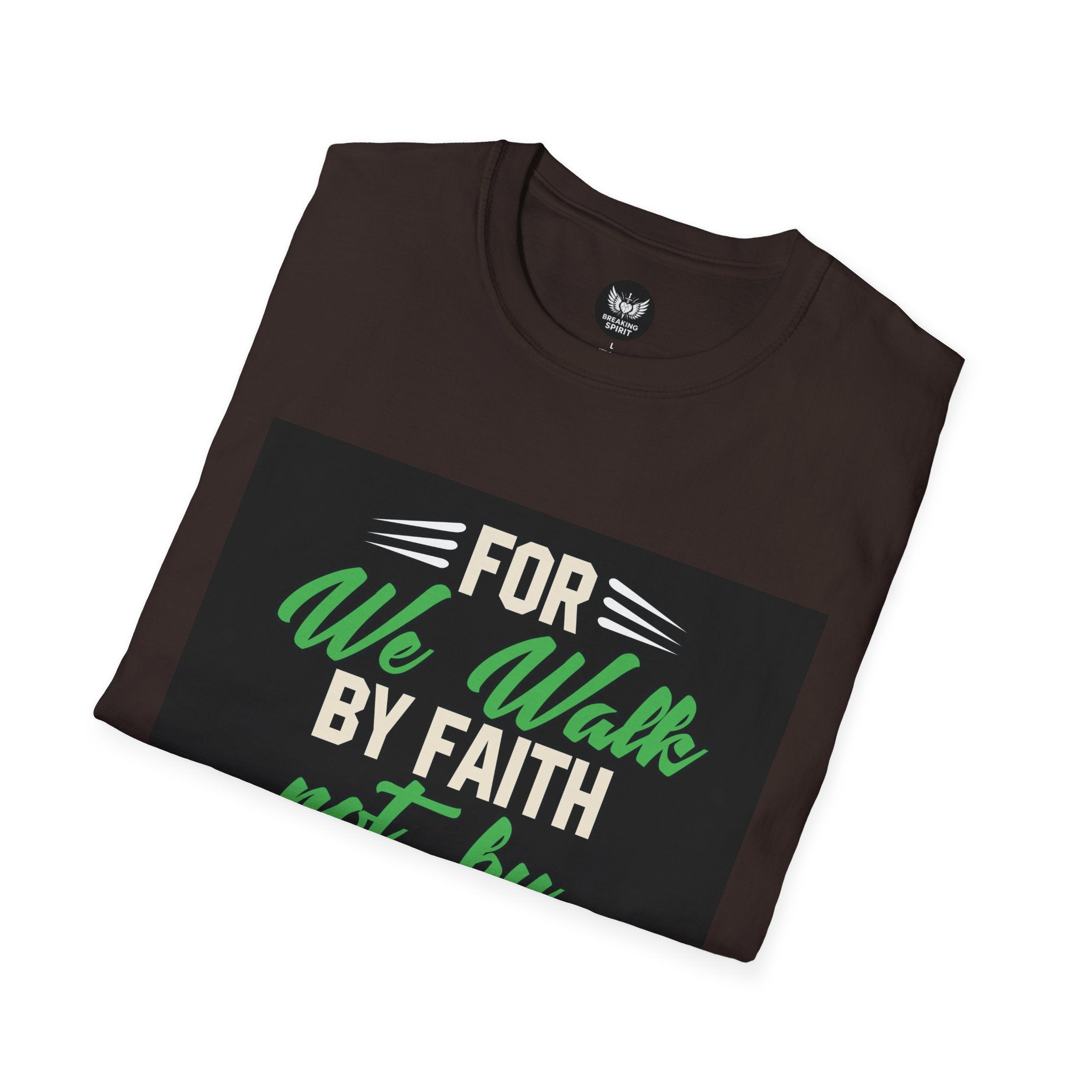 Camiseta de fe — Camiseta gráfica cristiana "Porque por fe andamos, no por vista"