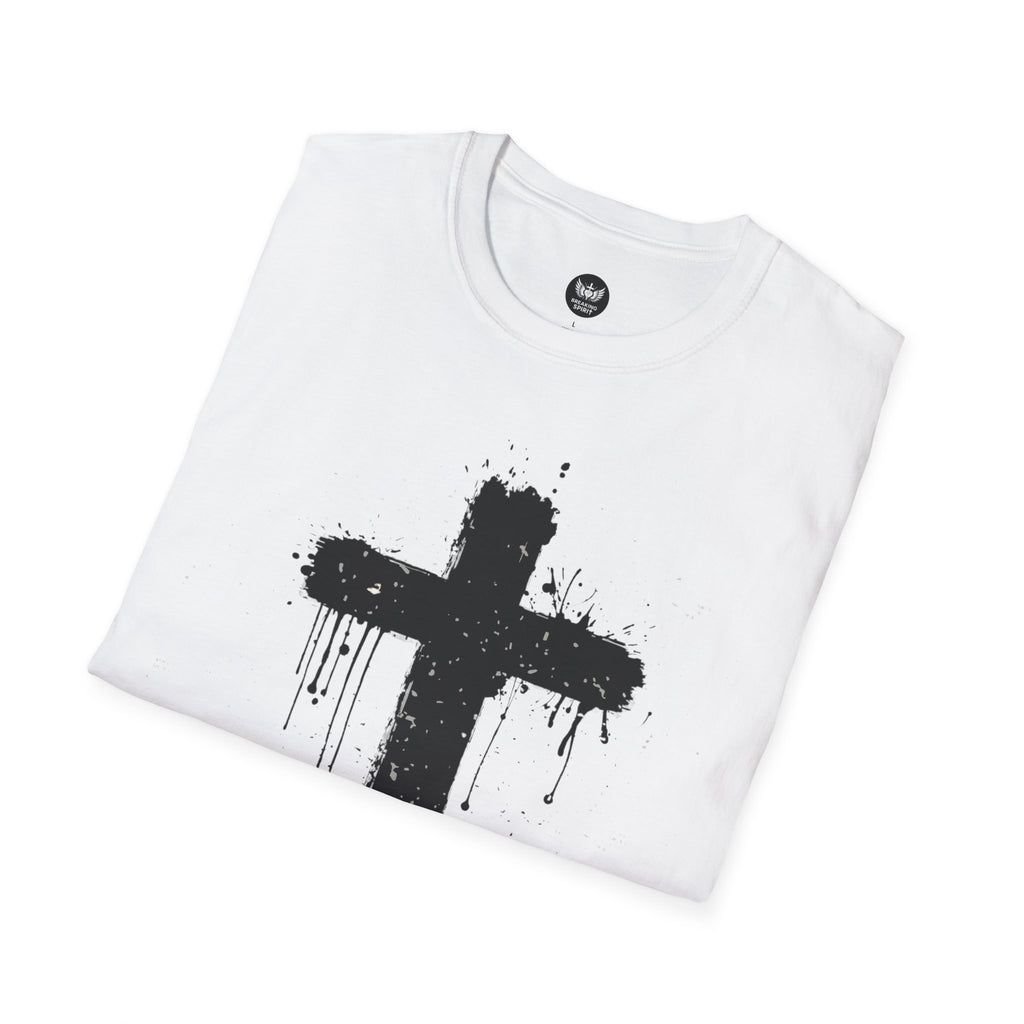 Camiseta con Cruz de Pincel Grunge — Camiseta Cristiana Desgastada