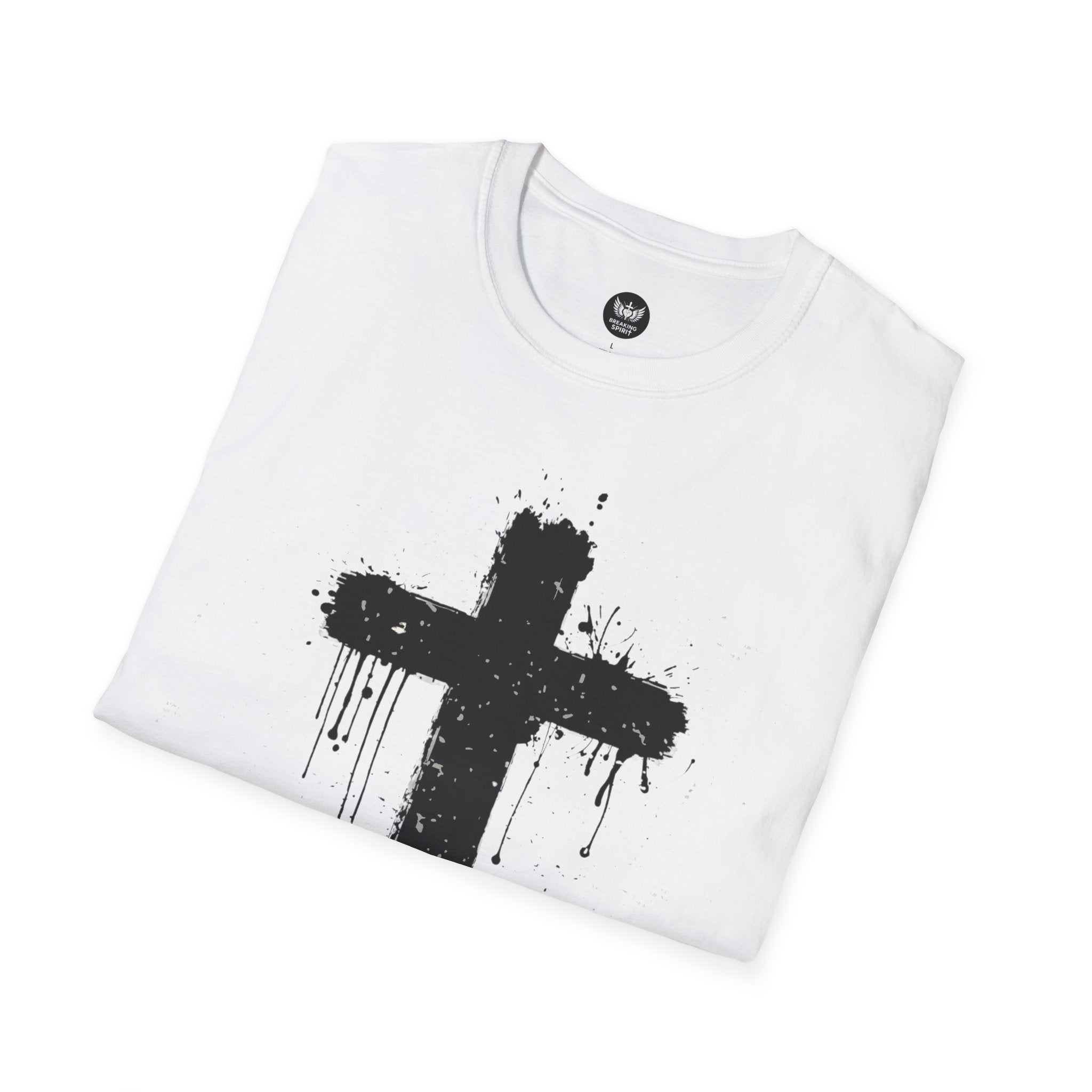 Camiseta con Cruz de Pincel Grunge — Camiseta Cristiana Desgastada