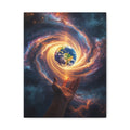 Cosmic Hands Earth Art Canvas — Surreal Galaxy Wall Decor