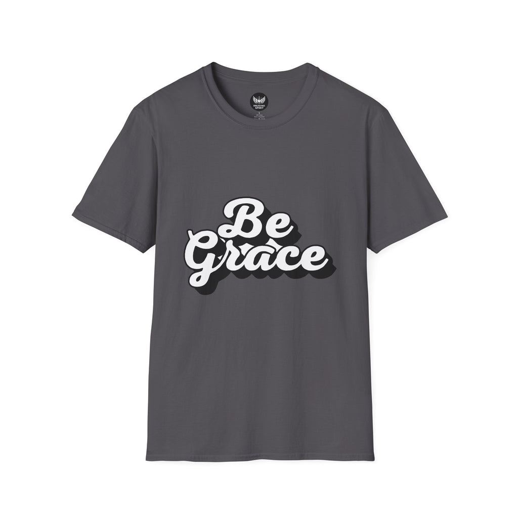 Be Grace script logo T-Shirt | inspirational typography, black white design