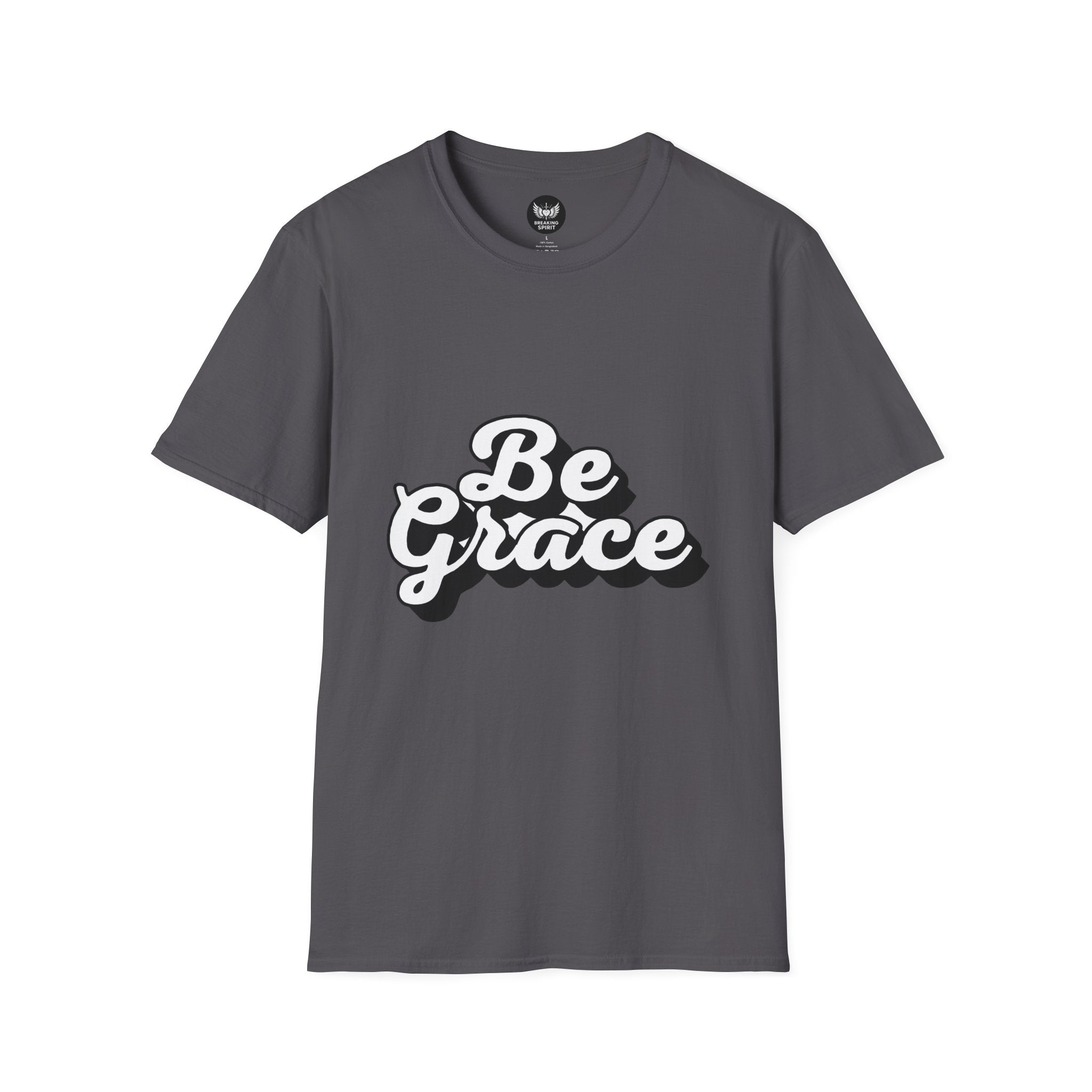 Be Grace script logo T-Shirt | inspirational typography, black white design