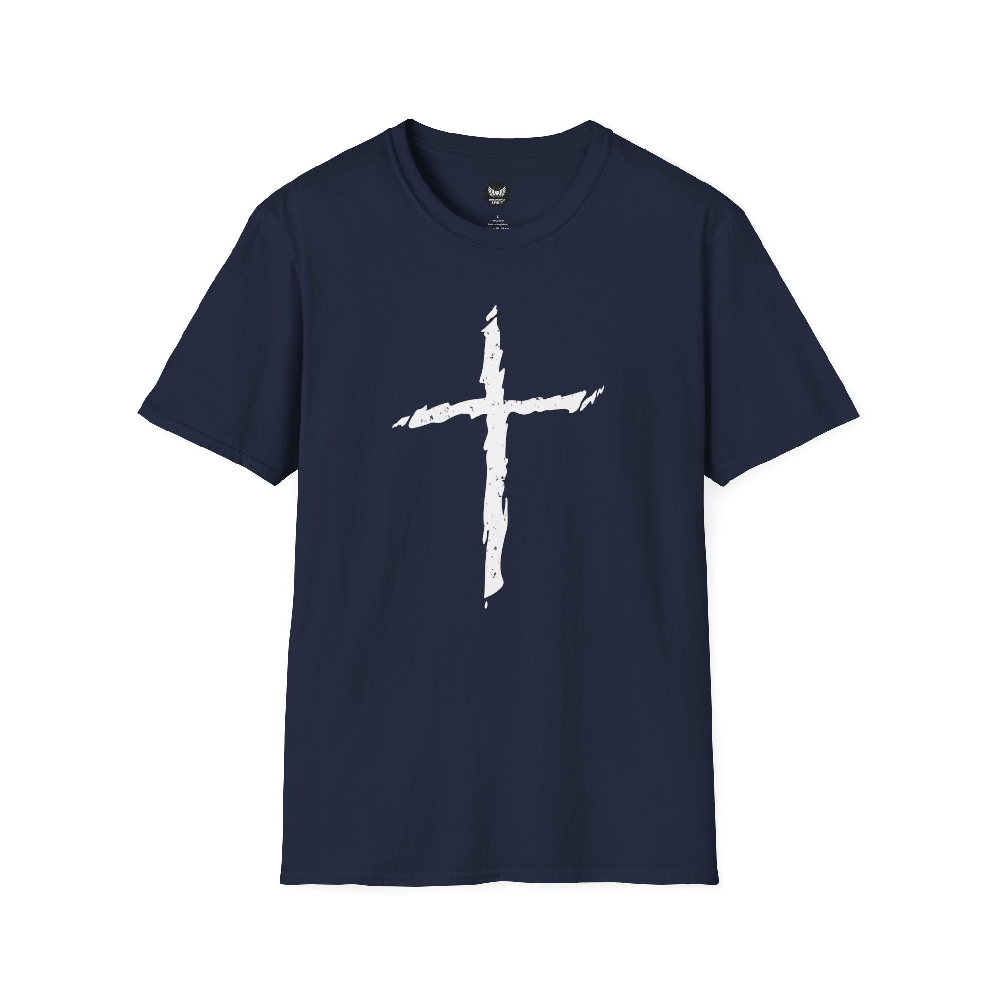 Brushstroke Cross T-Shirt — Minimal Christian Faith Tee
