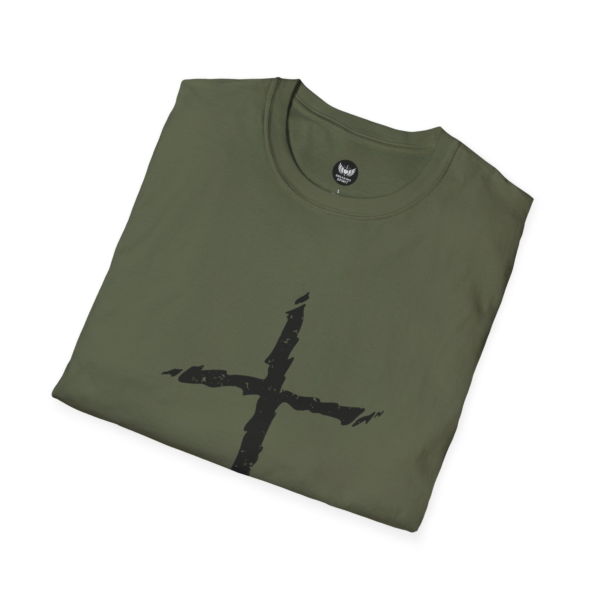 Camiseta Cruzada Pincelada Cristiana — Camiseta Gráfica de Fe Minimalista
