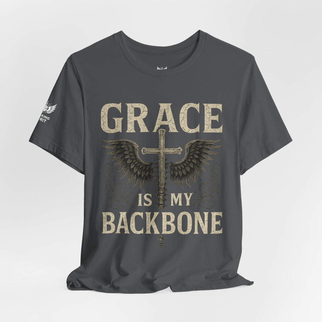 Camiseta "La gracia es mi soporte" | Camiseta de fe cristiana, Cruz vertical desgastada