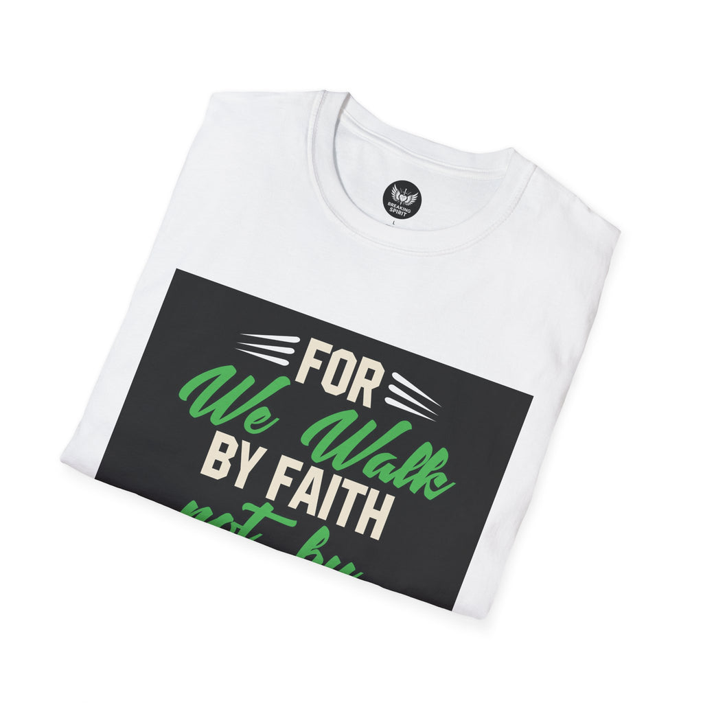 Camiseta de fe — Camiseta gráfica cristiana "Porque por fe andamos, no por vista"