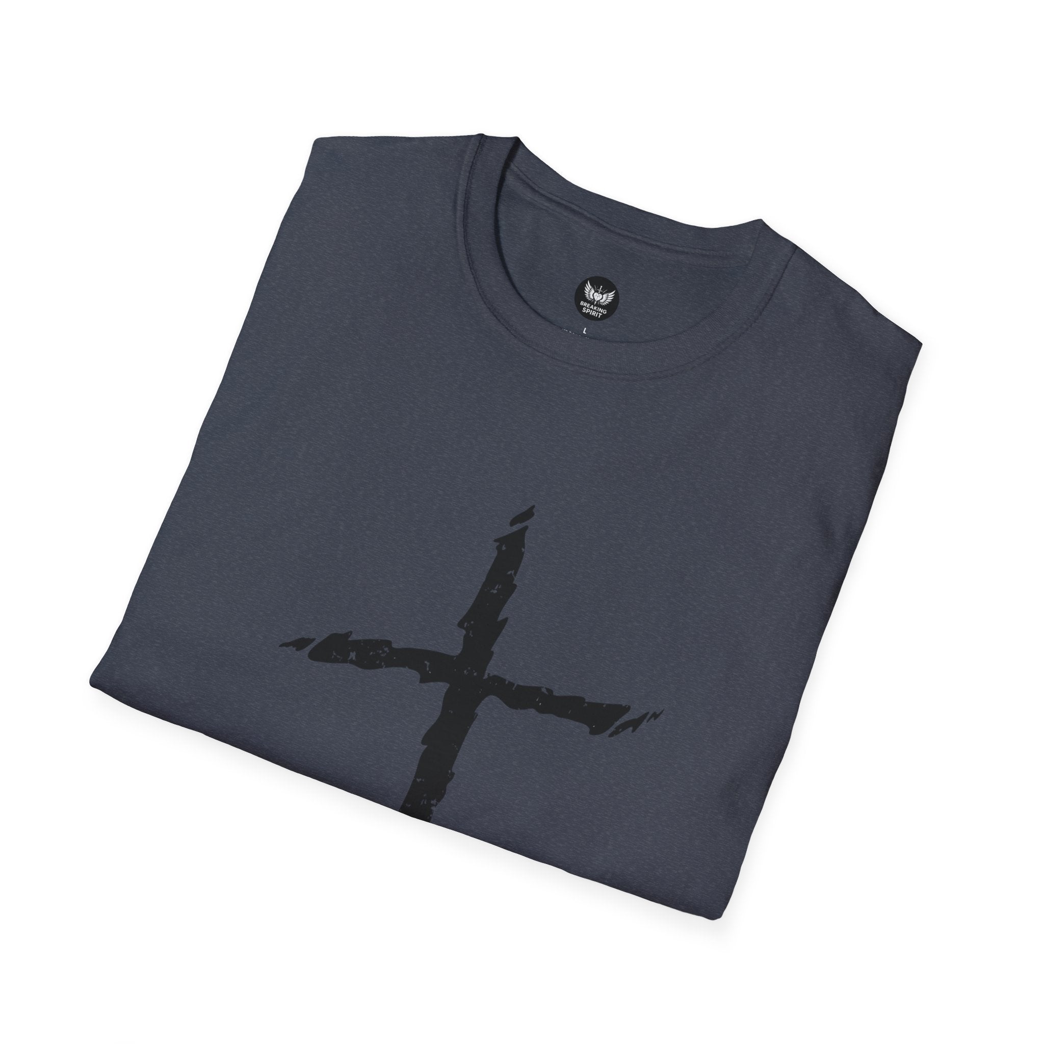 Camiseta Cruzada Pincelada Cristiana — Camiseta Gráfica de Fe Minimalista