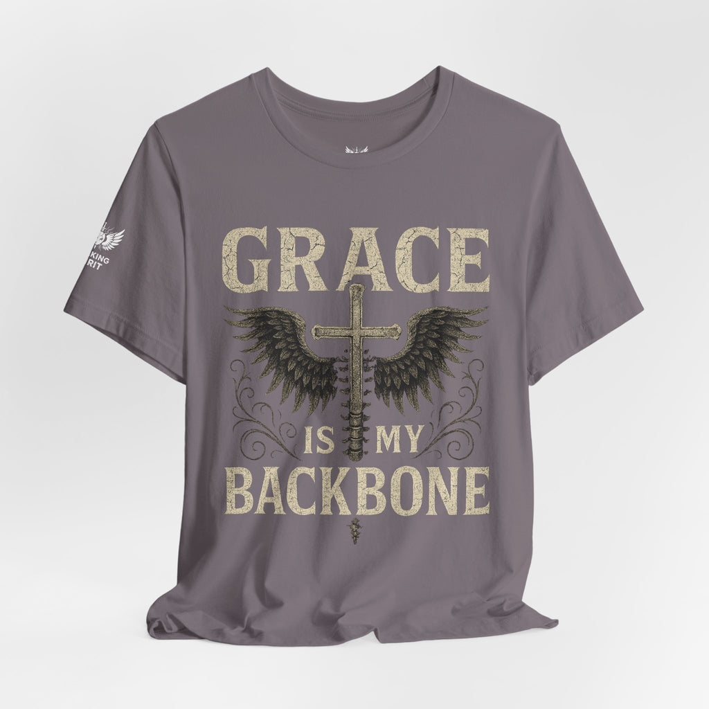 Camiseta "La gracia es mi soporte" | Camiseta de fe cristiana, Cruz vertical desgastada
