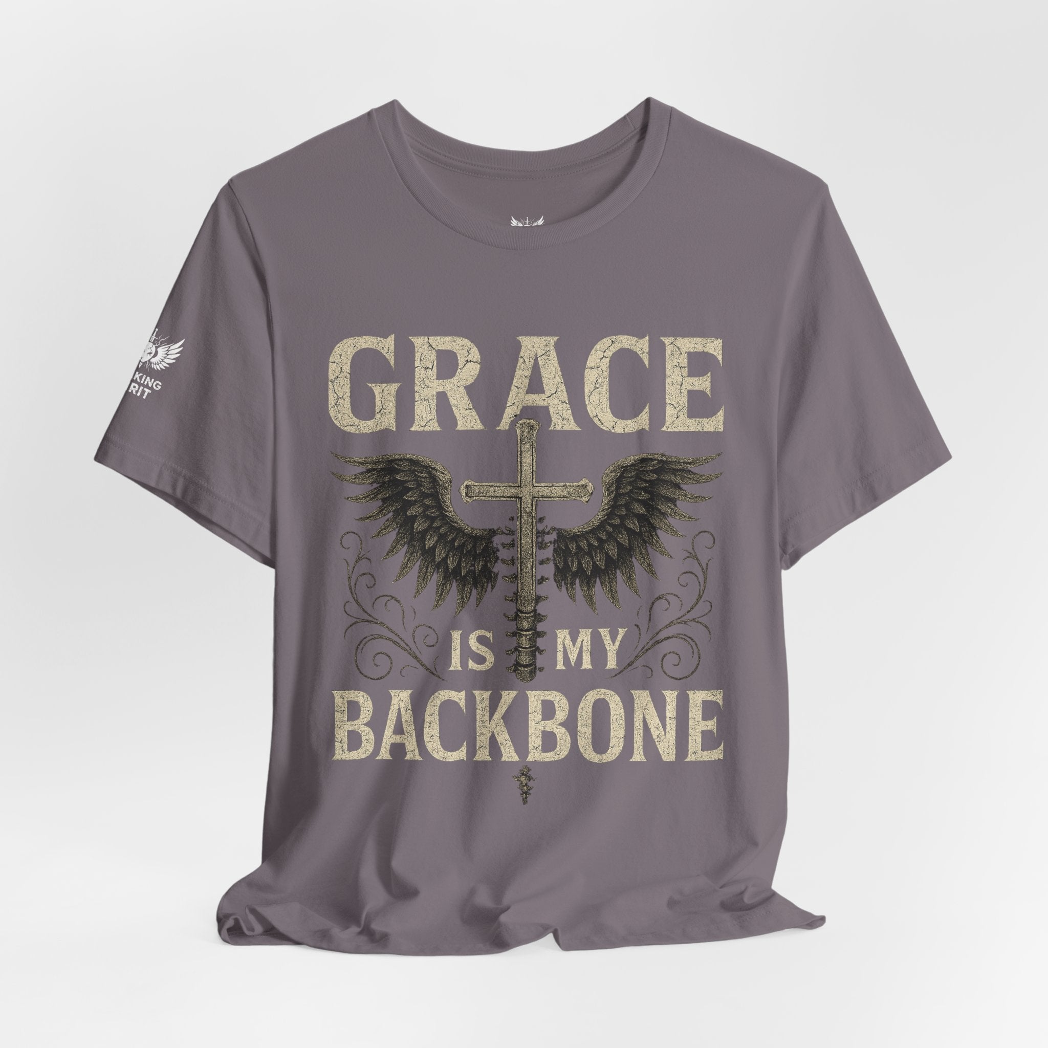 Camiseta "La gracia es mi soporte" | Camiseta de fe cristiana, Cruz vertical desgastada