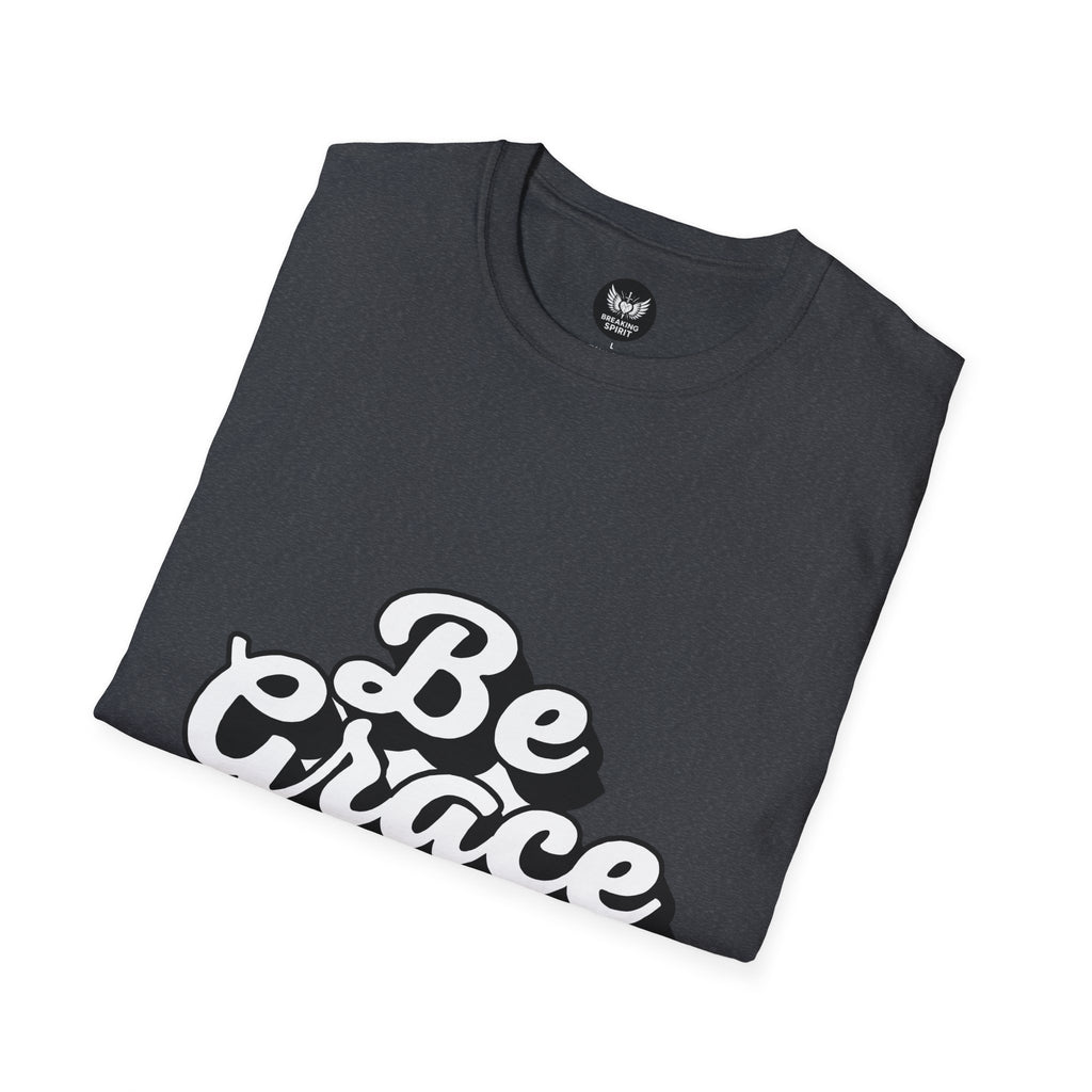 Be Grace script logo T-Shirt | inspirational typography, black white design