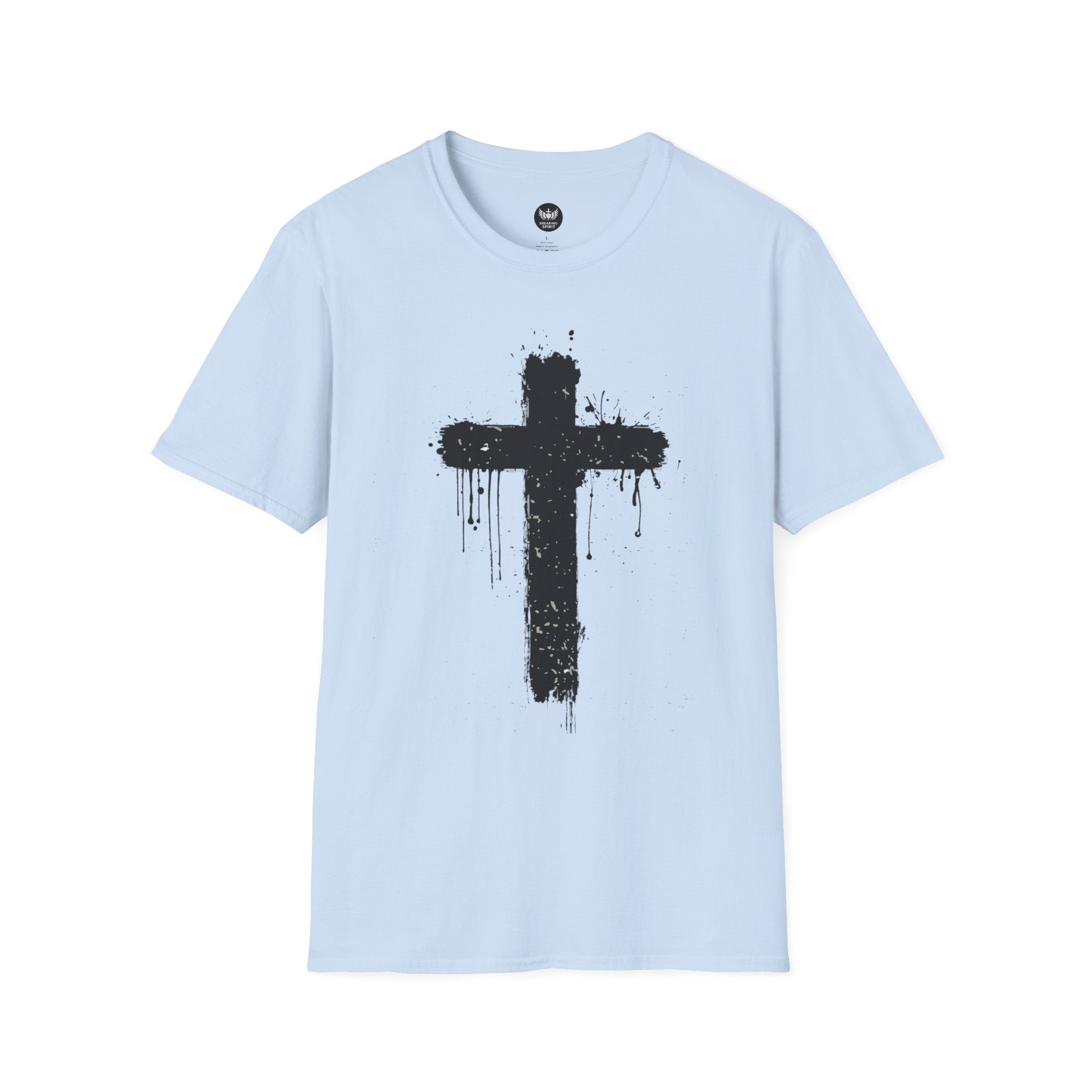 Camiseta con Cruz de Pincel Grunge — Camiseta Cristiana Desgastada