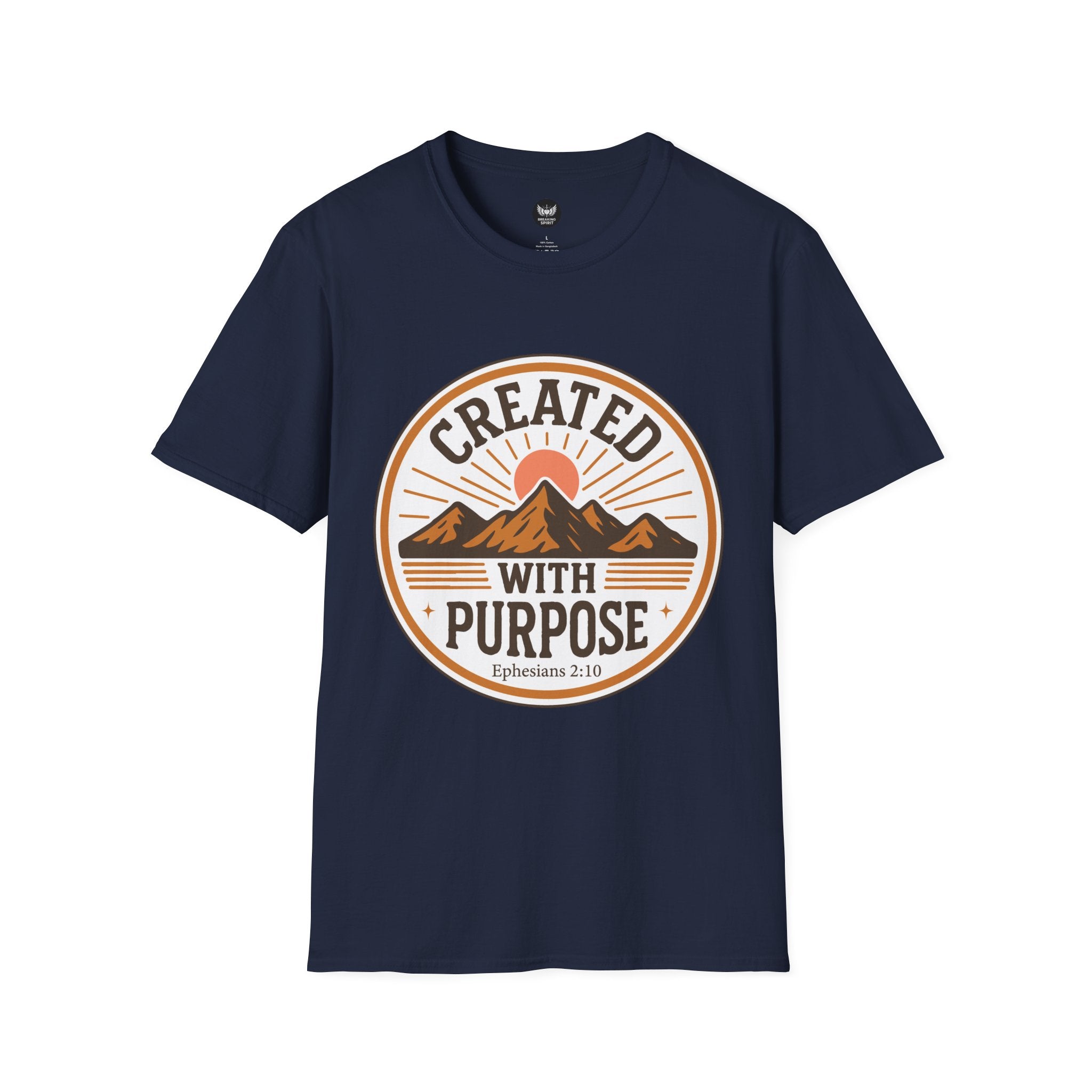 Created With Purpose T-Shirt — Christian Faith Mountain Graphic (Ephesians 2:10)