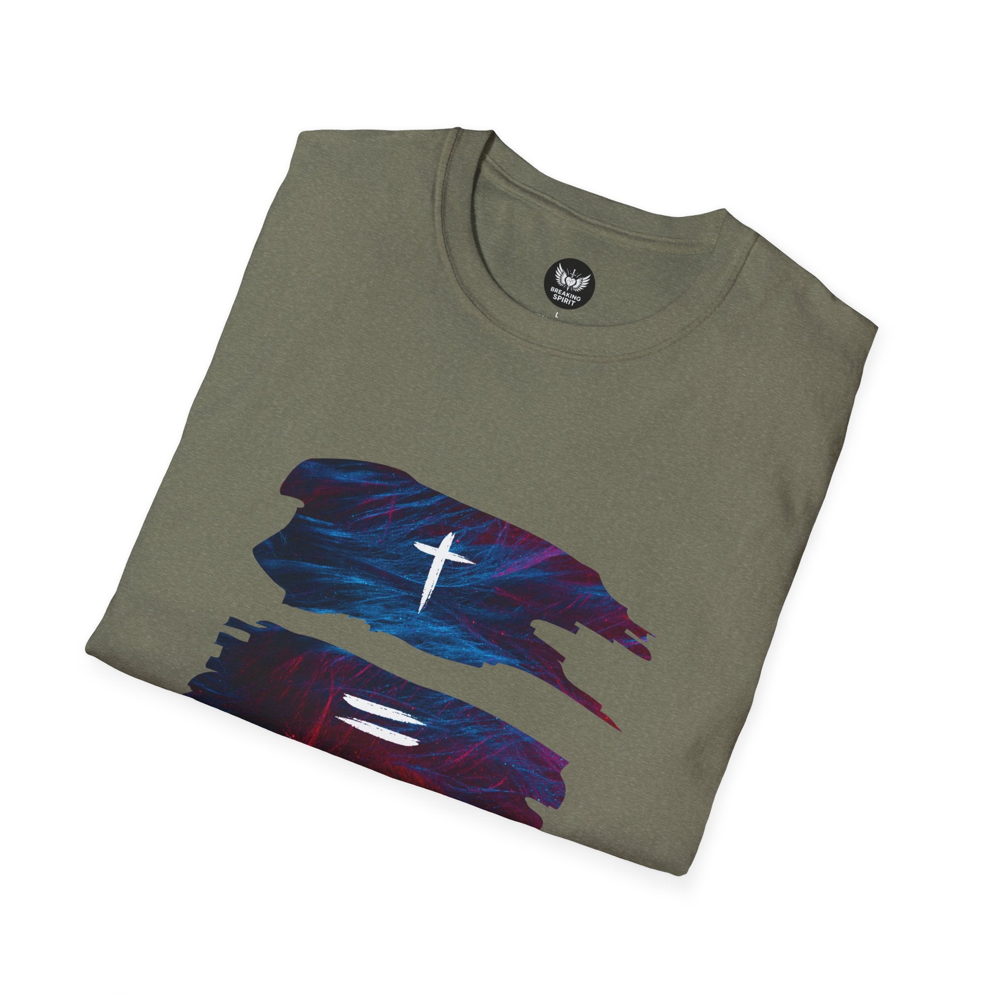 Cross, Equals, Heart shirt | Christian faith brushstroke design T-Shirt