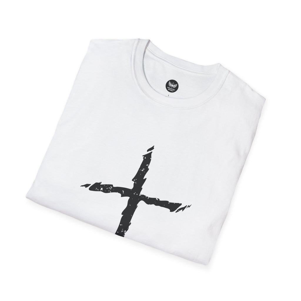 Camiseta Cruzada Pincelada Cristiana — Camiseta Gráfica de Fe Minimalista