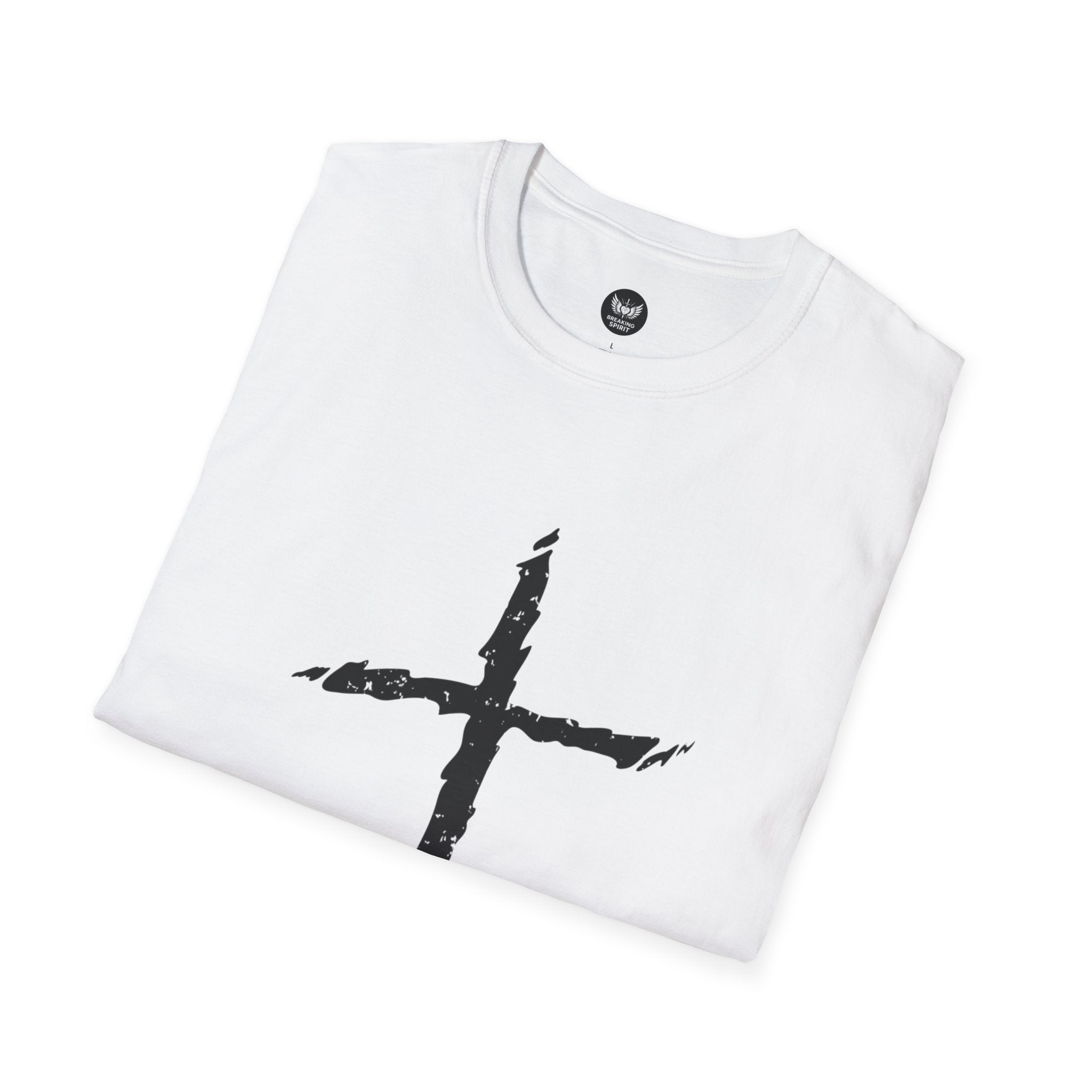 Christian Brushstroke Cross T-Shirt — Minimal Faith Graphic Tee