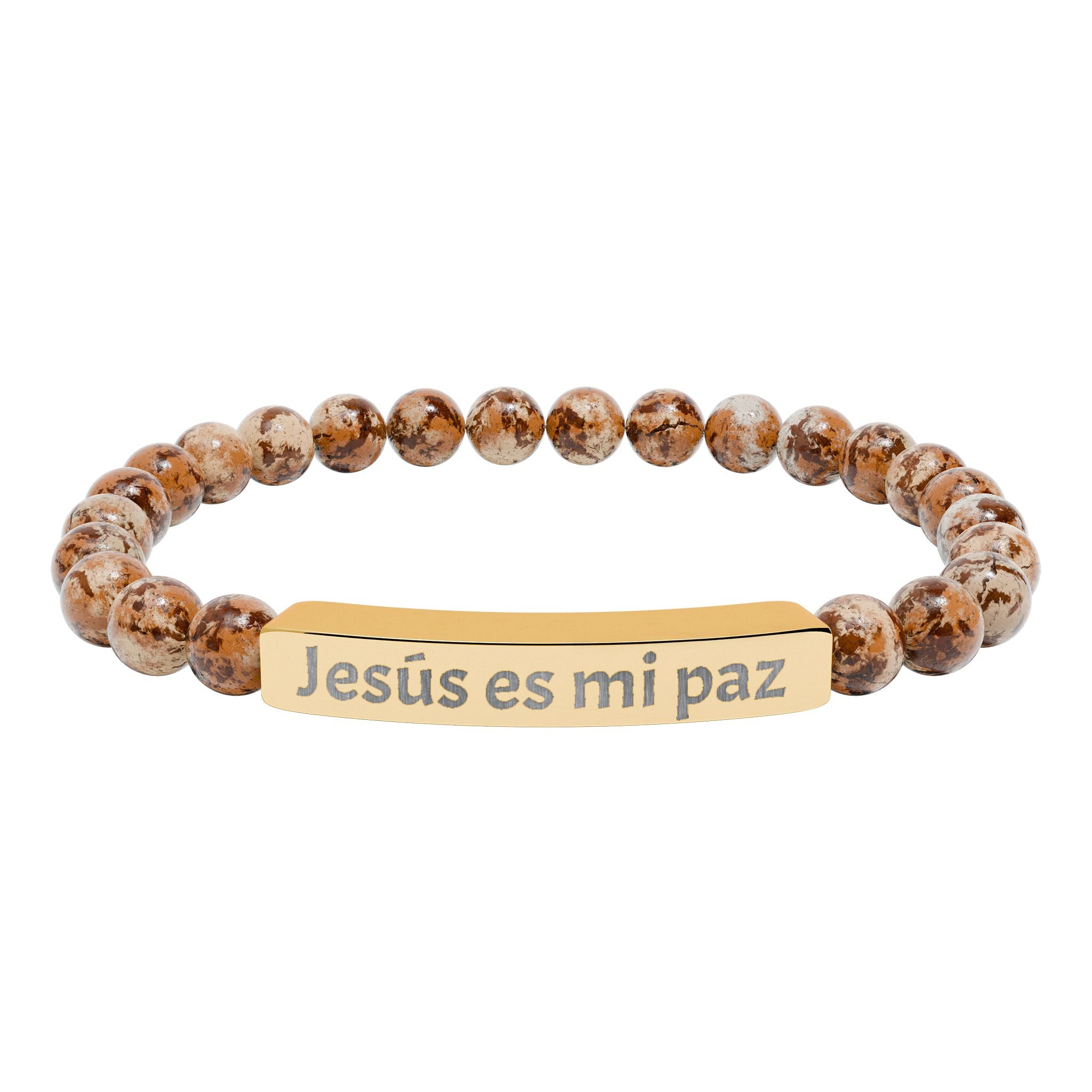 Engraved 'Jesús es mi paz' Natural Stone Bar Bracelet