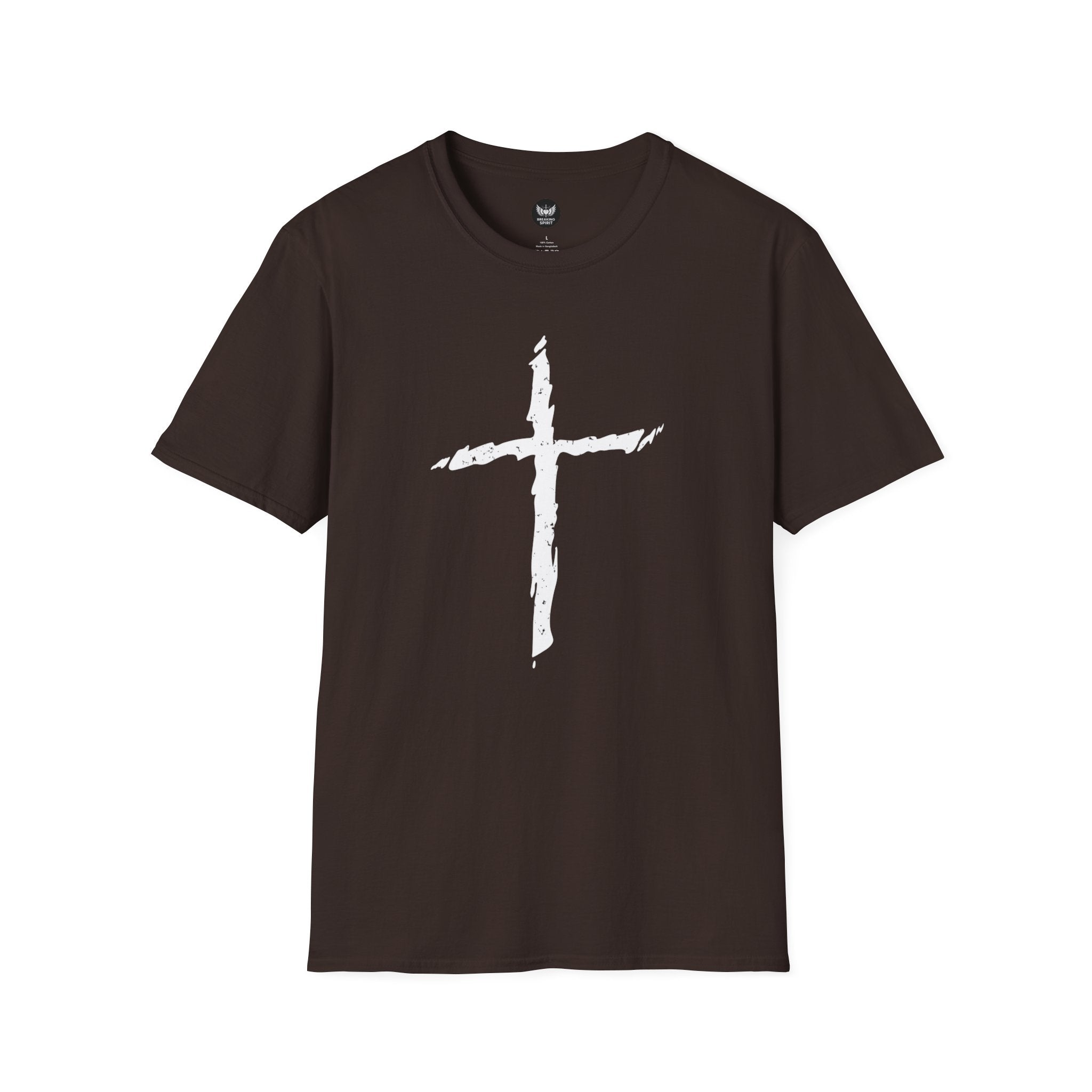 Brushstroke Cross T-Shirt — Minimal Christian Faith Tee