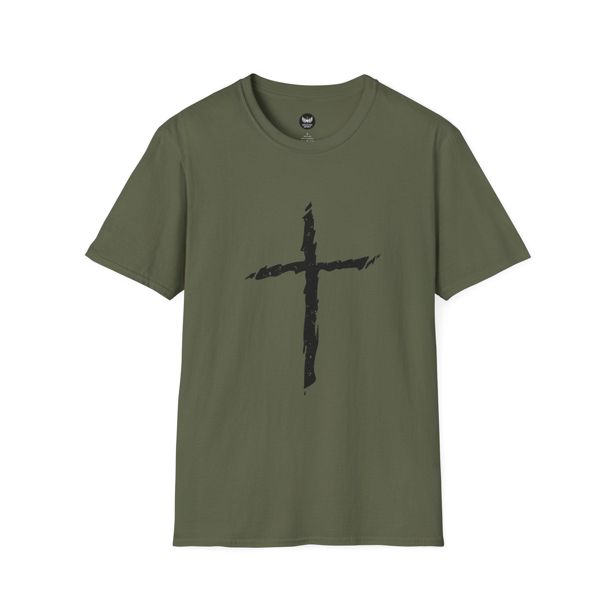 Christian Brushstroke Cross T-Shirt — Minimal Faith Graphic Tee