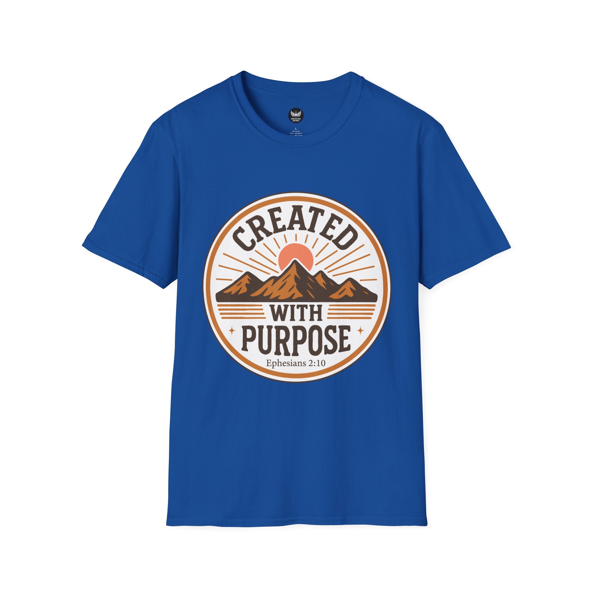 Created With Purpose T-Shirt — Christian Faith Mountain Graphic (Ephesians 2:10)