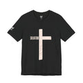 Copia de la camiseta con cruz de la salvación | Camiseta con fe cristiana, cruz vertical desgastada