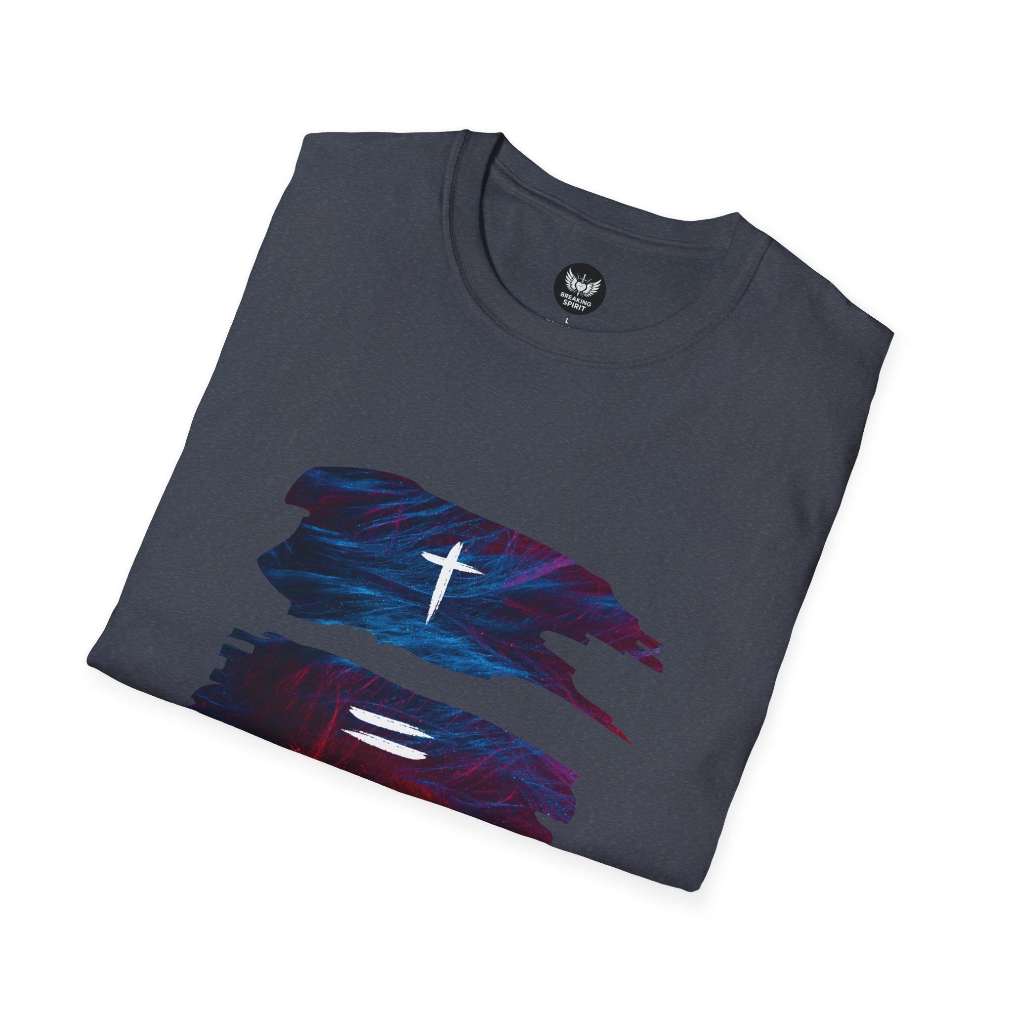 Cross, Equals, Heart shirt | Christian faith brushstroke design T-Shirt
