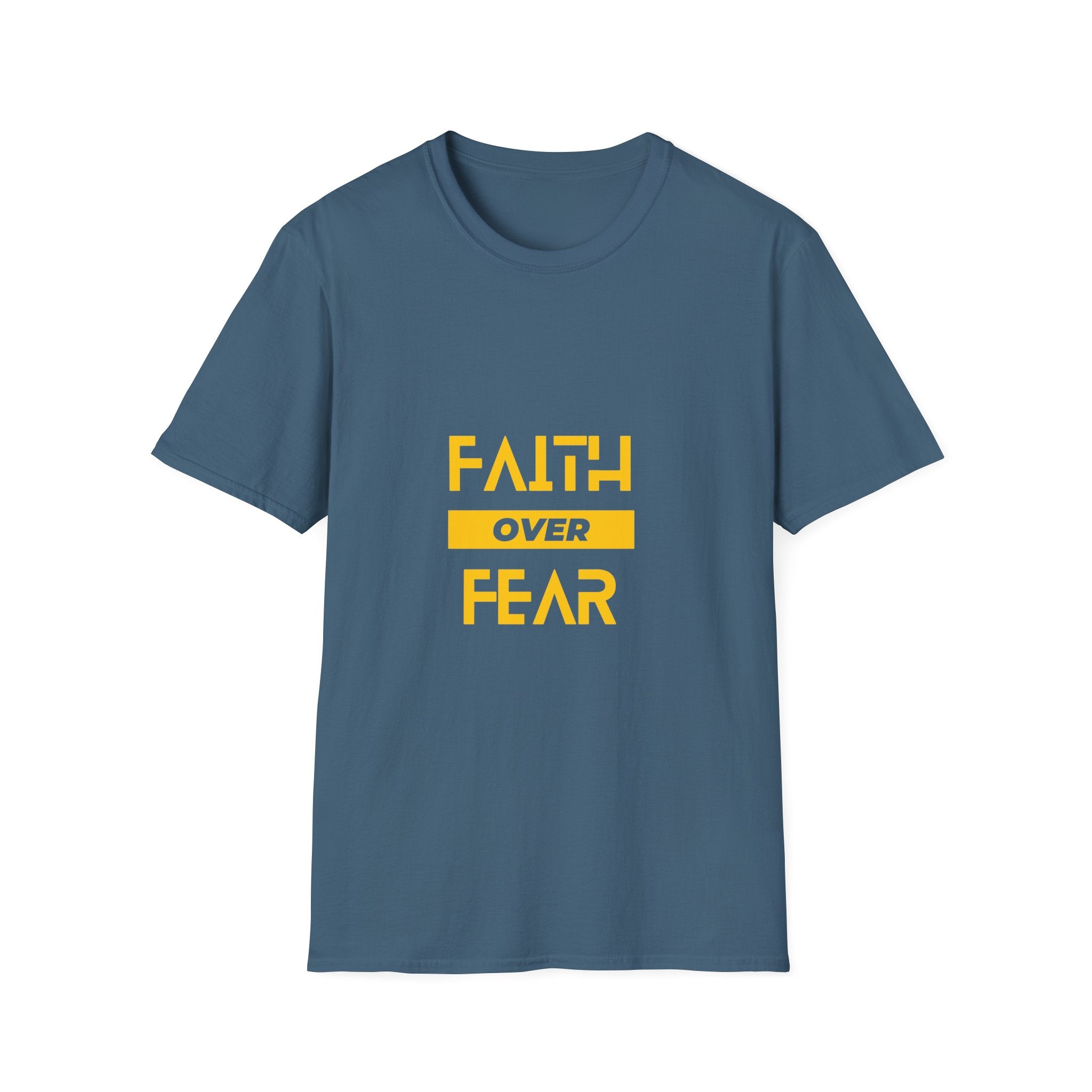 Camiseta "Fe sobre Miedo" | Camiseta Cristiana con Letras Amarillas