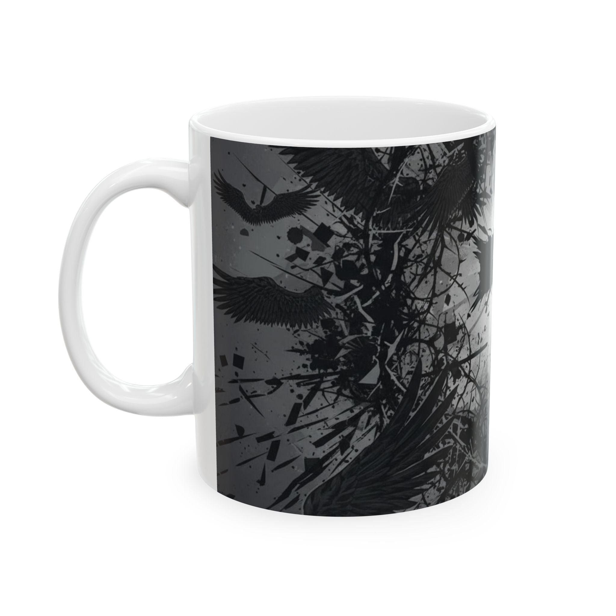 Christian Cross Ceramic Mug — Dark Grunge Faith Design (11oz & 15oz)