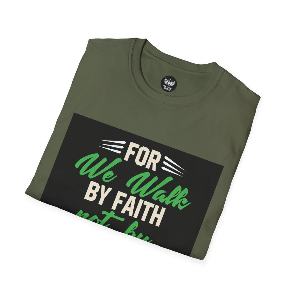 Camiseta de fe — Camiseta gráfica cristiana "Porque por fe andamos, no por vista"