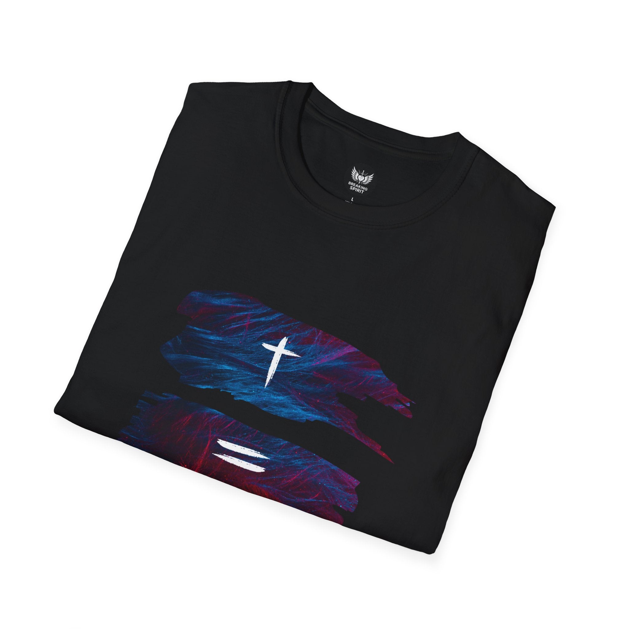 Cross, Equals, Heart shirt | Christian faith brushstroke design T-Shirt