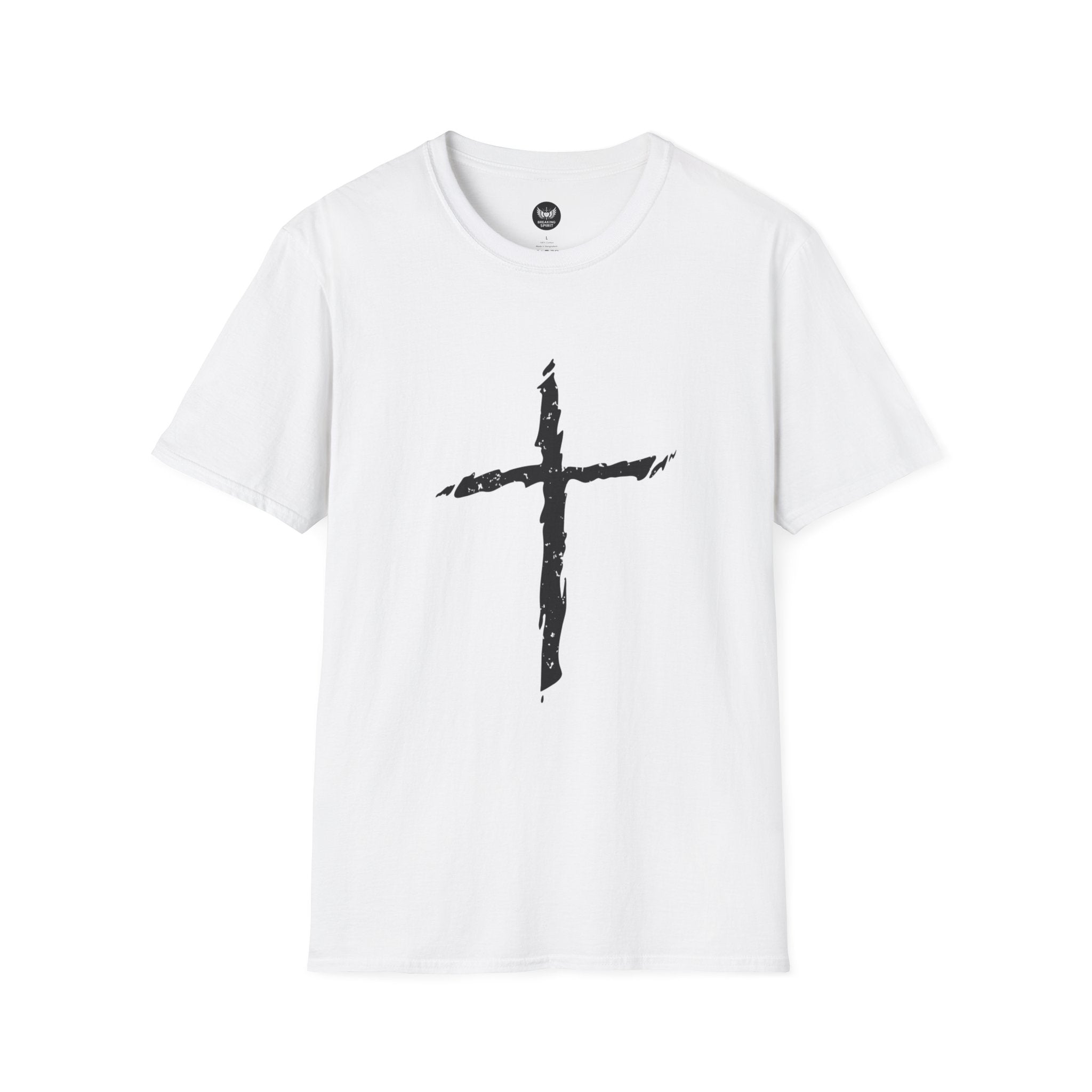Christian Brushstroke Cross T-Shirt — Minimal Faith Graphic Tee