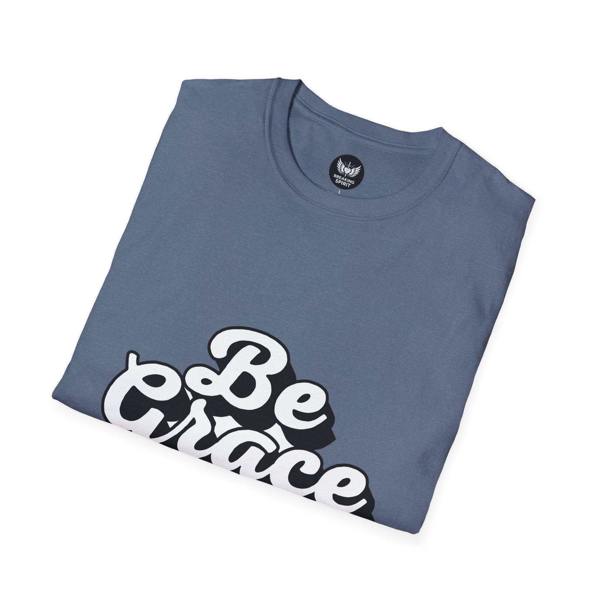 Be Grace script logo T-Shirt | inspirational typography, black white design
