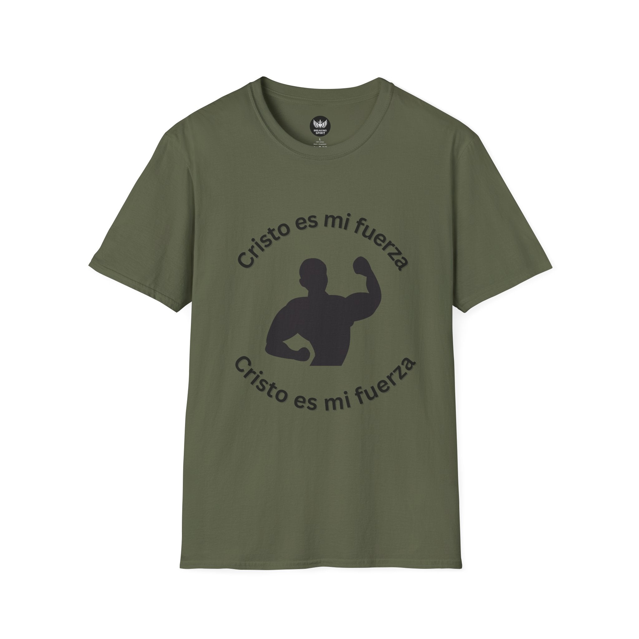 Cristo Es Mi Fuerza Tee — Spanish Christian Faith T-Shirt with Strongman Silhouette