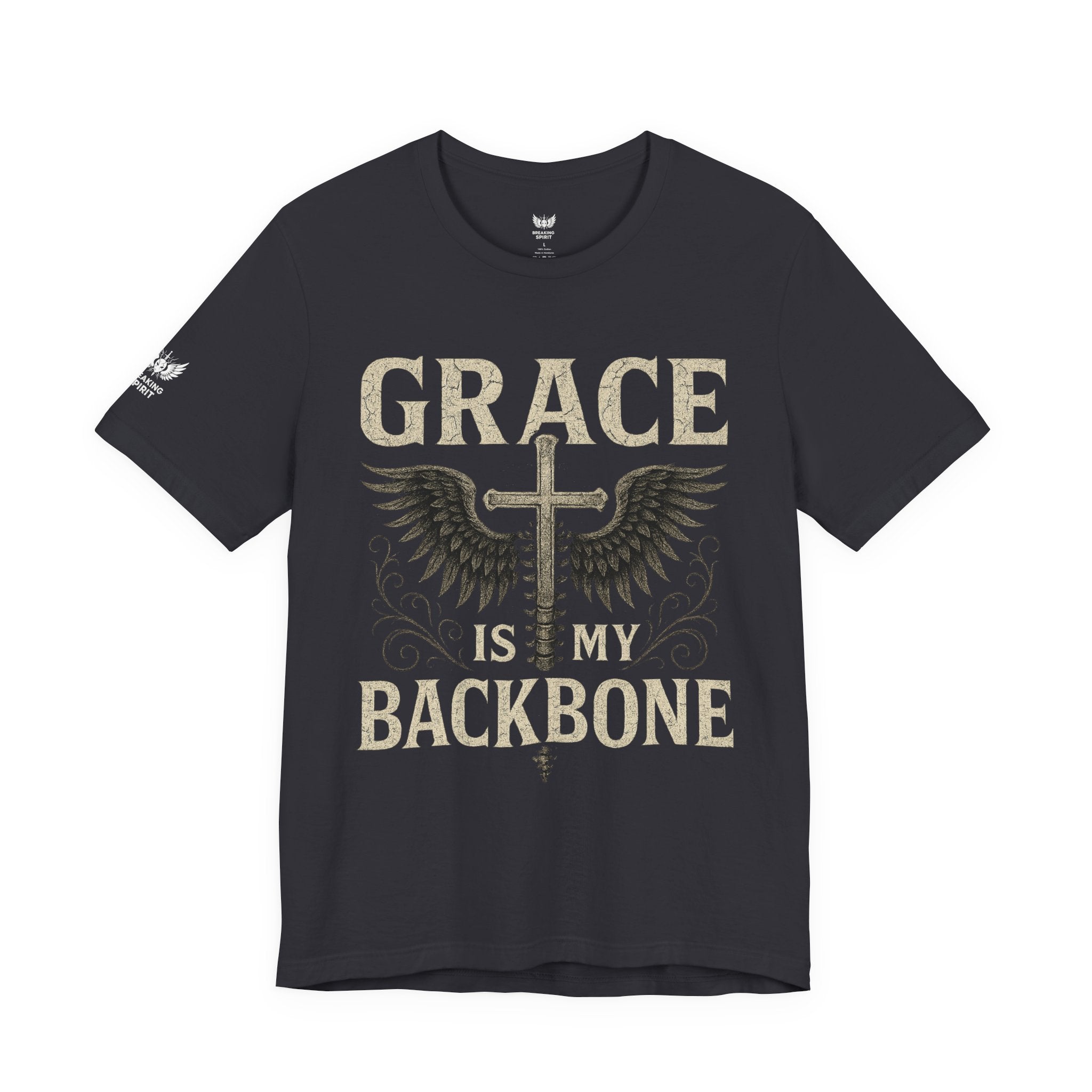 Camiseta "La gracia es mi soporte" | Camiseta de fe cristiana, Cruz vertical desgastada