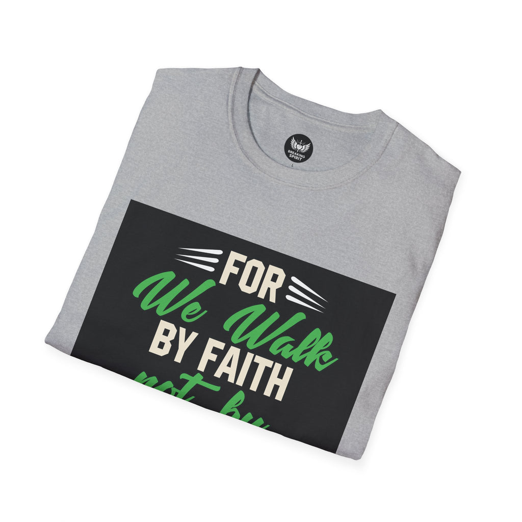 Camiseta de fe — Camiseta gráfica cristiana "Porque por fe andamos, no por vista"