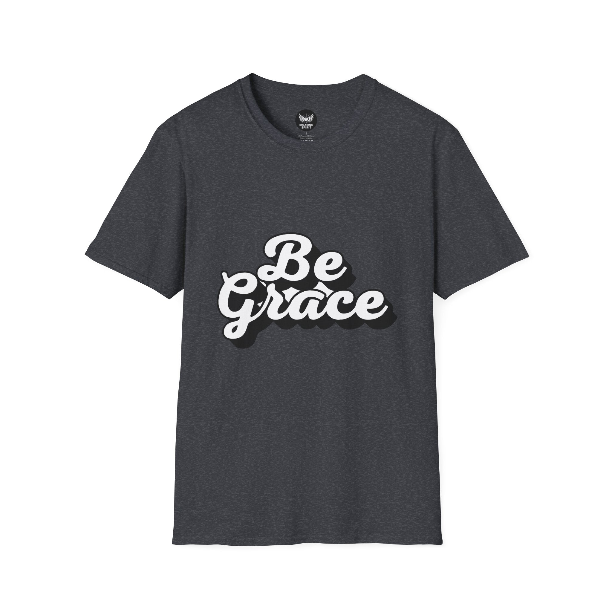 Be Grace script logo T-Shirt | inspirational typography, black white design