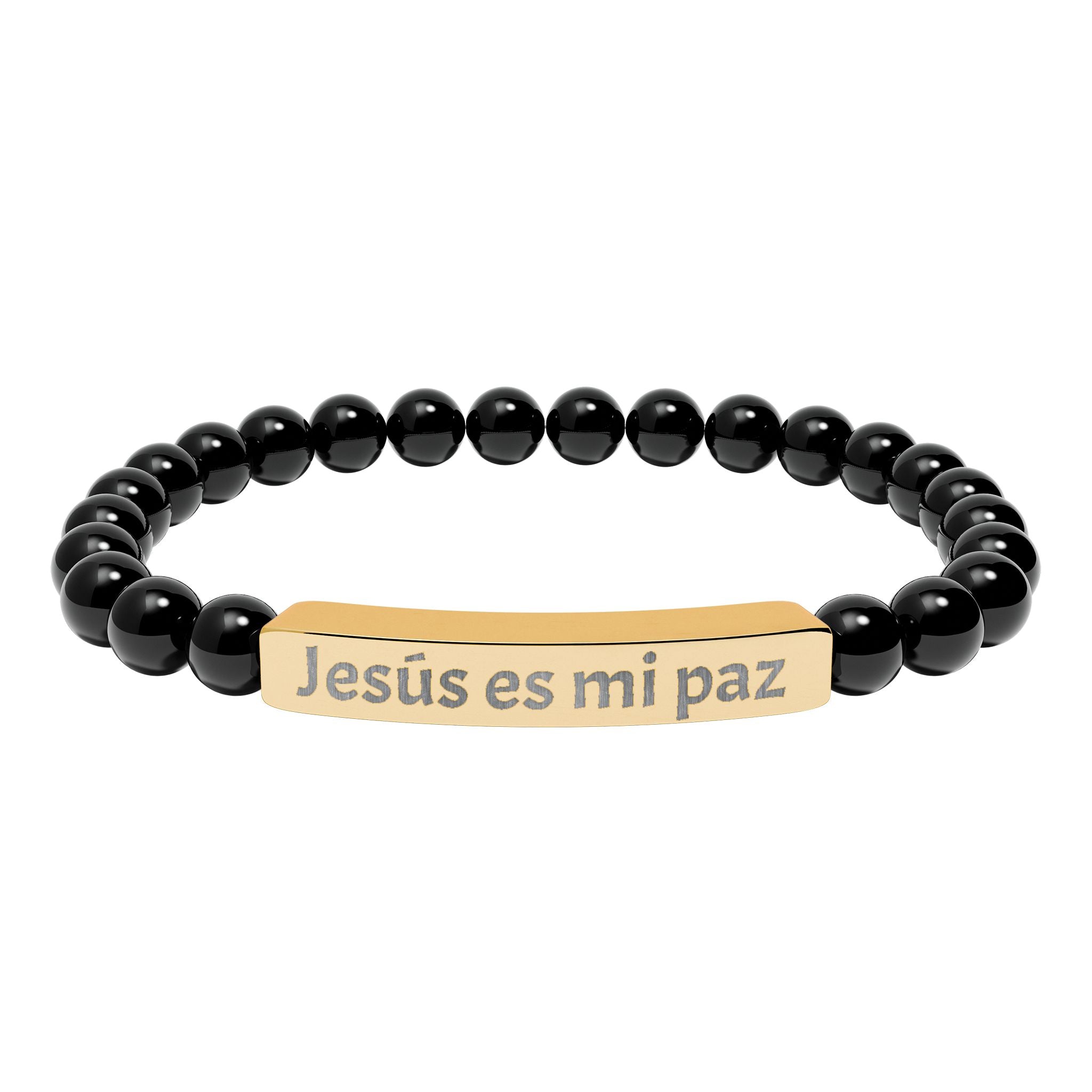 Engraved 'Jesús es mi paz' Natural Stone Bar Bracelet