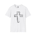 Camiseta gráfica de cruz cristiana — Camiseta minimalista de fe para la iglesia, Pascua y uso diario