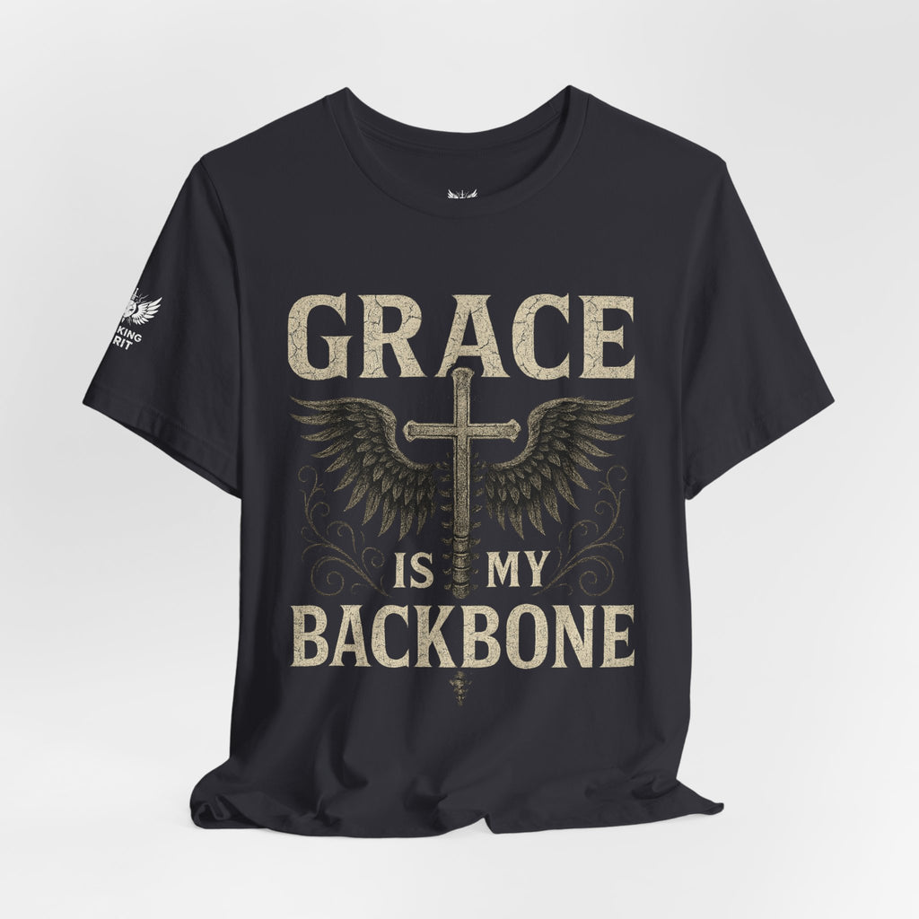 Camiseta "La gracia es mi soporte" | Camiseta de fe cristiana, Cruz vertical desgastada
