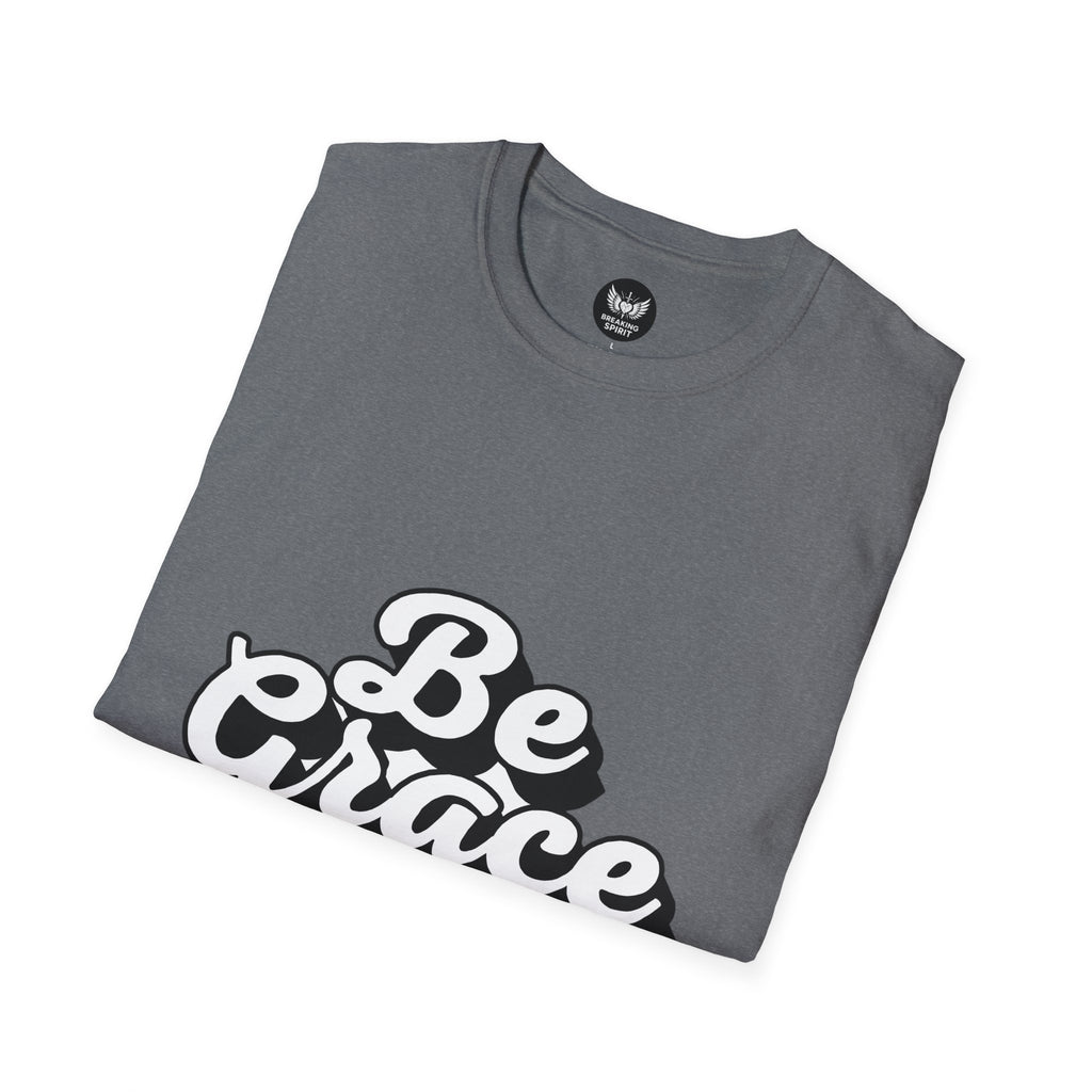 Be Grace script logo T-Shirt | inspirational typography, black white design