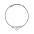 Pulsera rígida Corazón - Dije de Cruz con Corazón Grabable