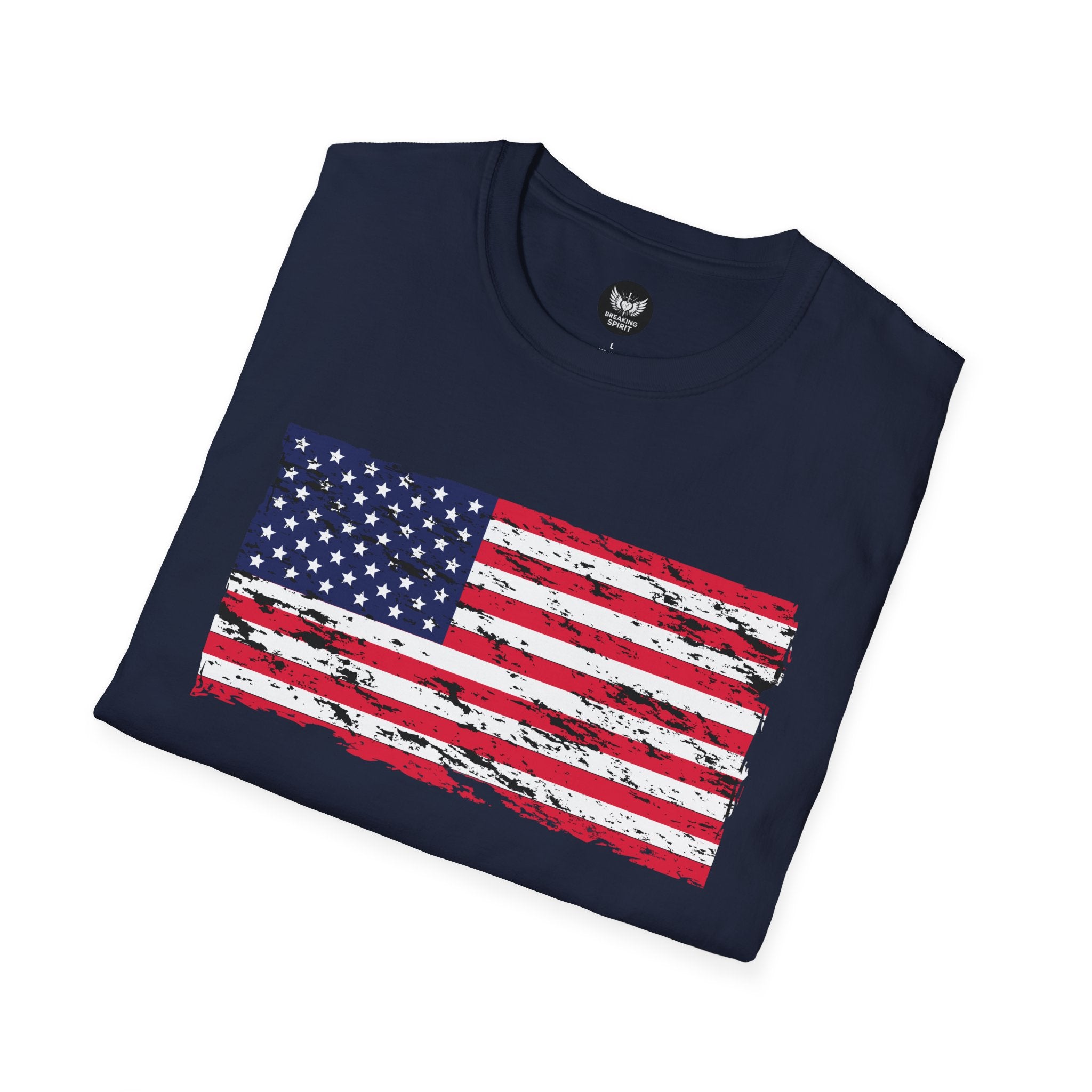 Distressed American Flag T-Shirt — Vintage USA Patriotic Tee