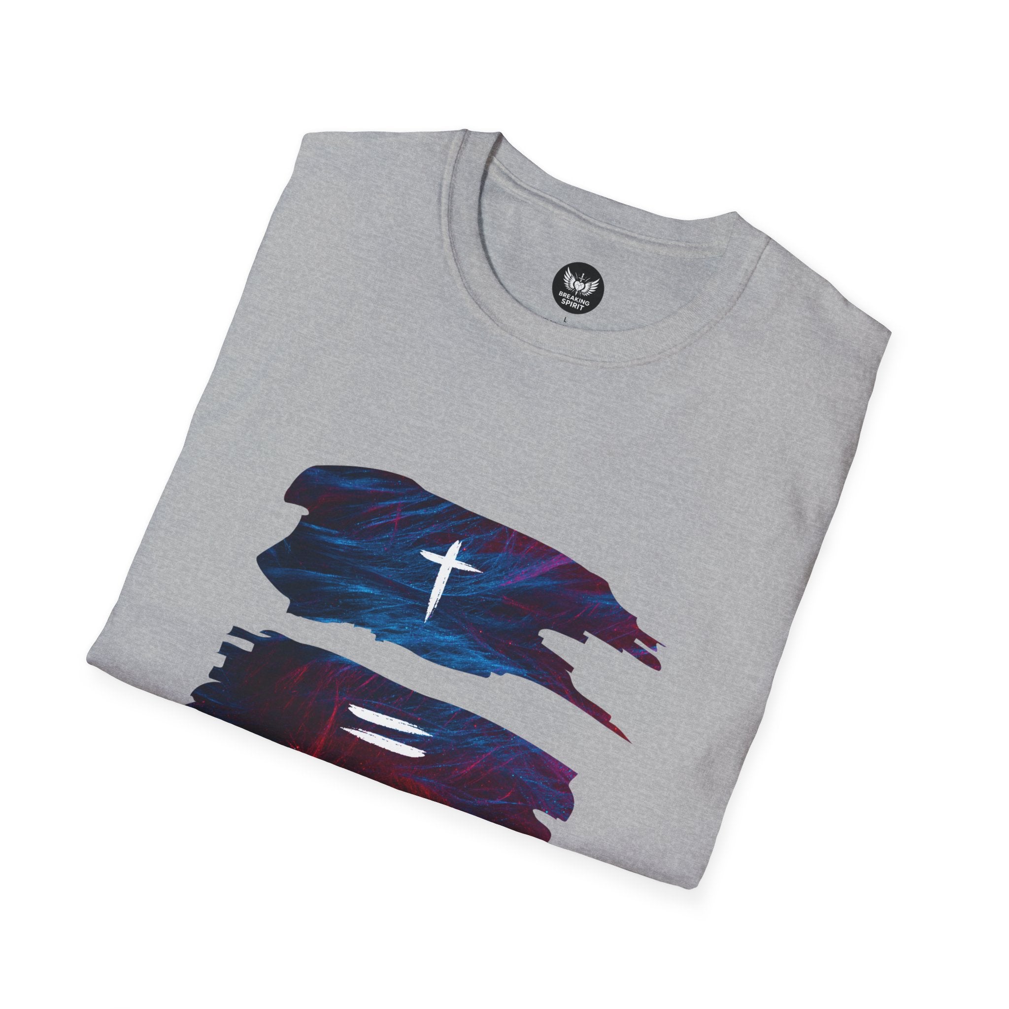 Cross, Equals, Heart shirt | Christian faith brushstroke design T-Shirt