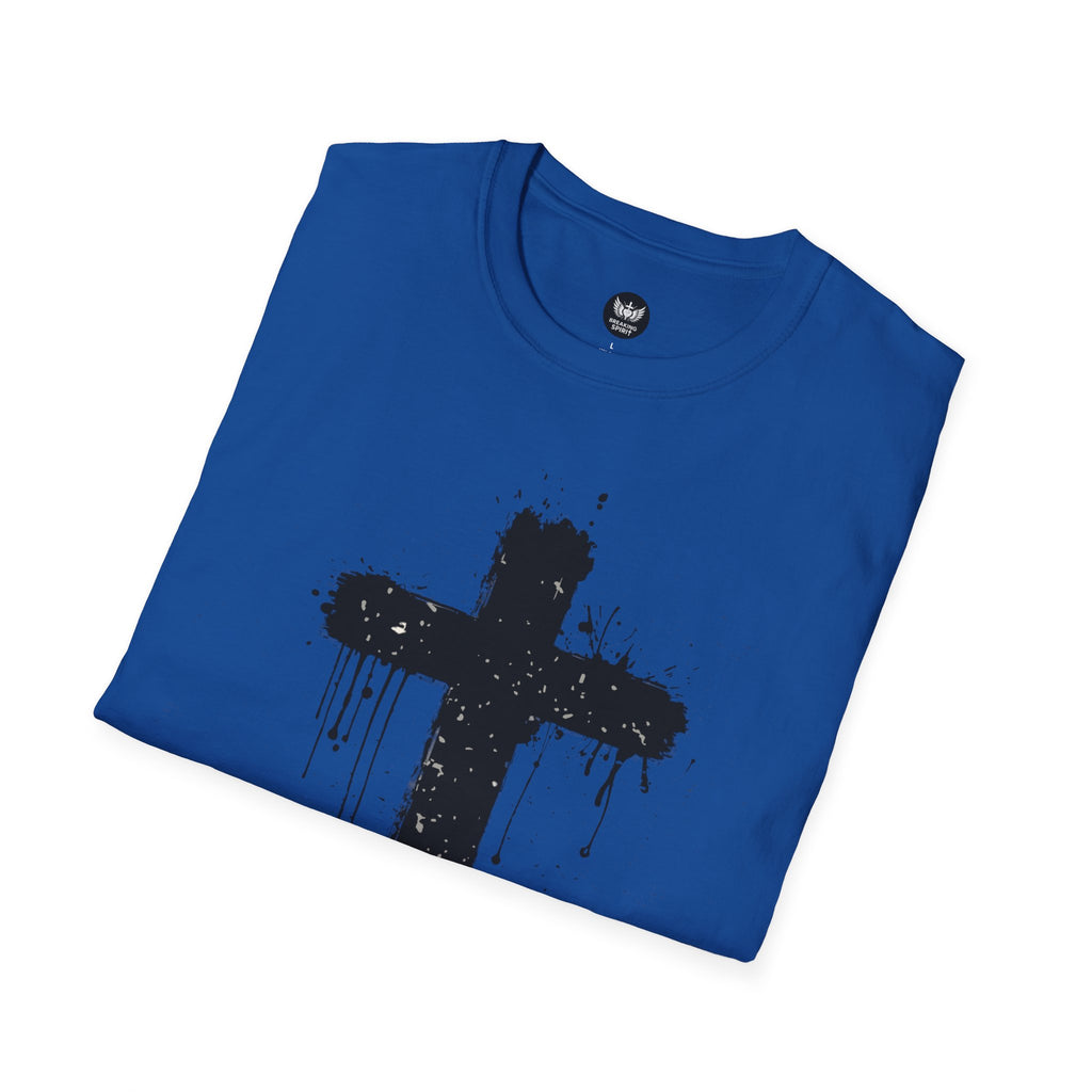 Camiseta con Cruz de Pincel Grunge — Camiseta Cristiana Desgastada