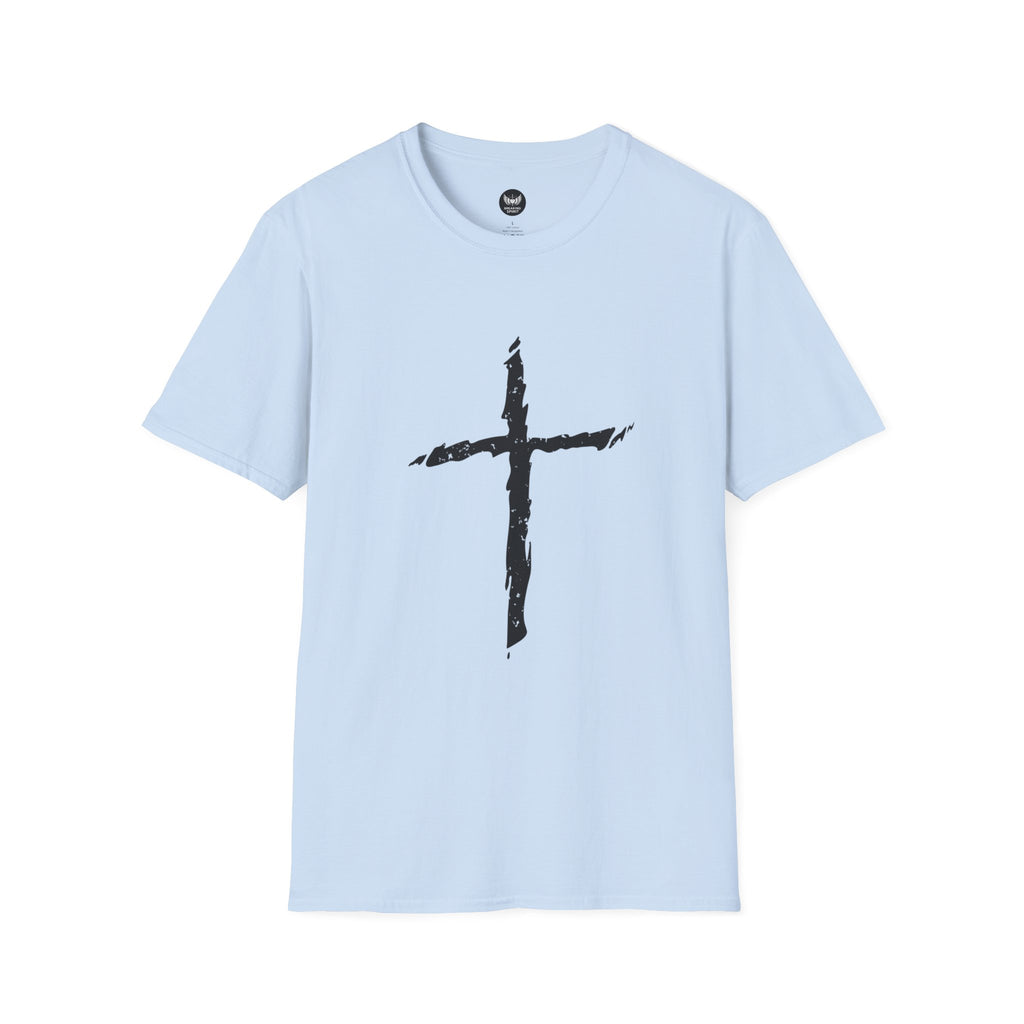 Camiseta Cruzada Pincelada Cristiana — Camiseta Gráfica de Fe Minimalista