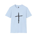 Camiseta Cruzada Pincelada Cristiana — Camiseta Gráfica de Fe Minimalista